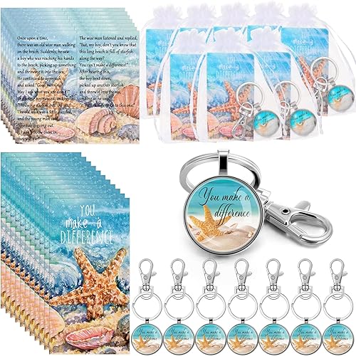 Bucherry Starfish Story Gifts - Regalos de agradecimiento para empleados, tarjetas de historia de estrellas de mar a granel, llaveros y bolsas de