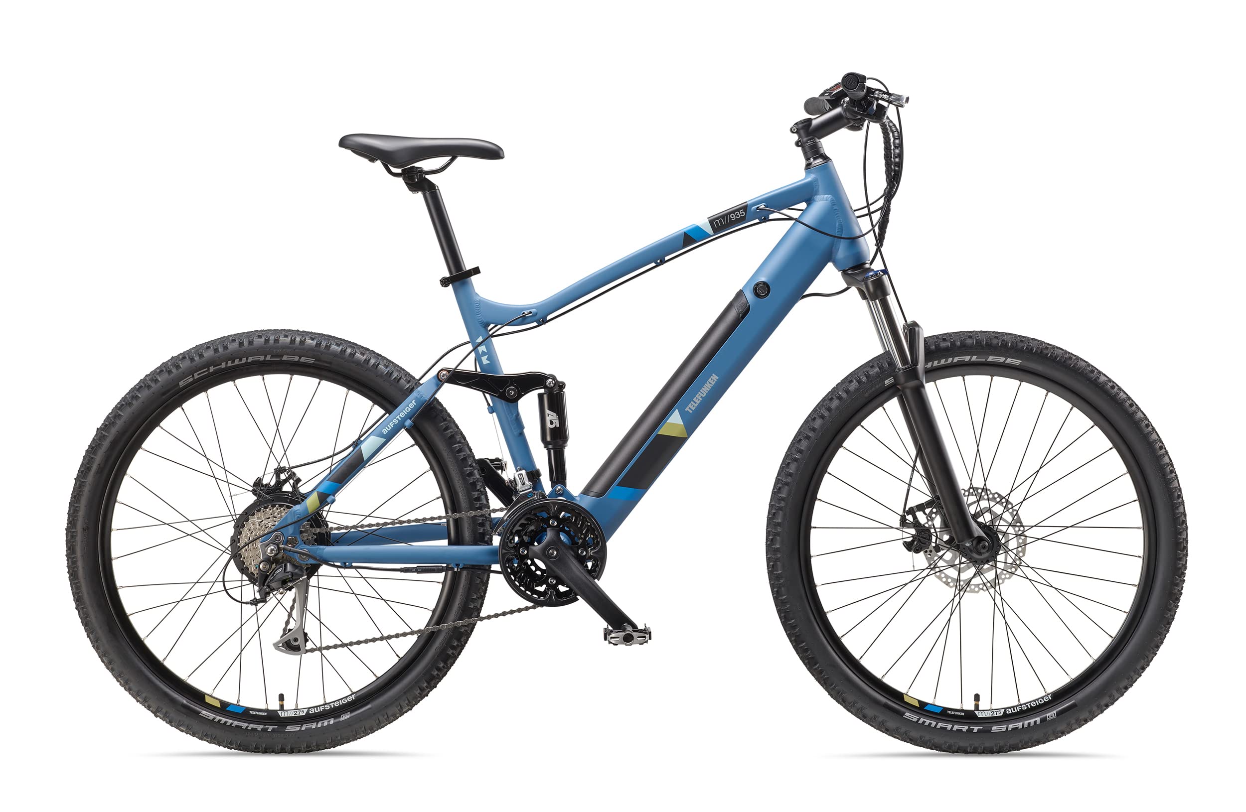 TELEFUNKEN E-Bike Mountainbike Elektrofahrrad Alu, 24 Gang Kettenschaltung - Pedelec MTB 27,5 Zoll, Hinterradmotor, 250W, Scheibenbremsen, Blau, Aufsteiger M935