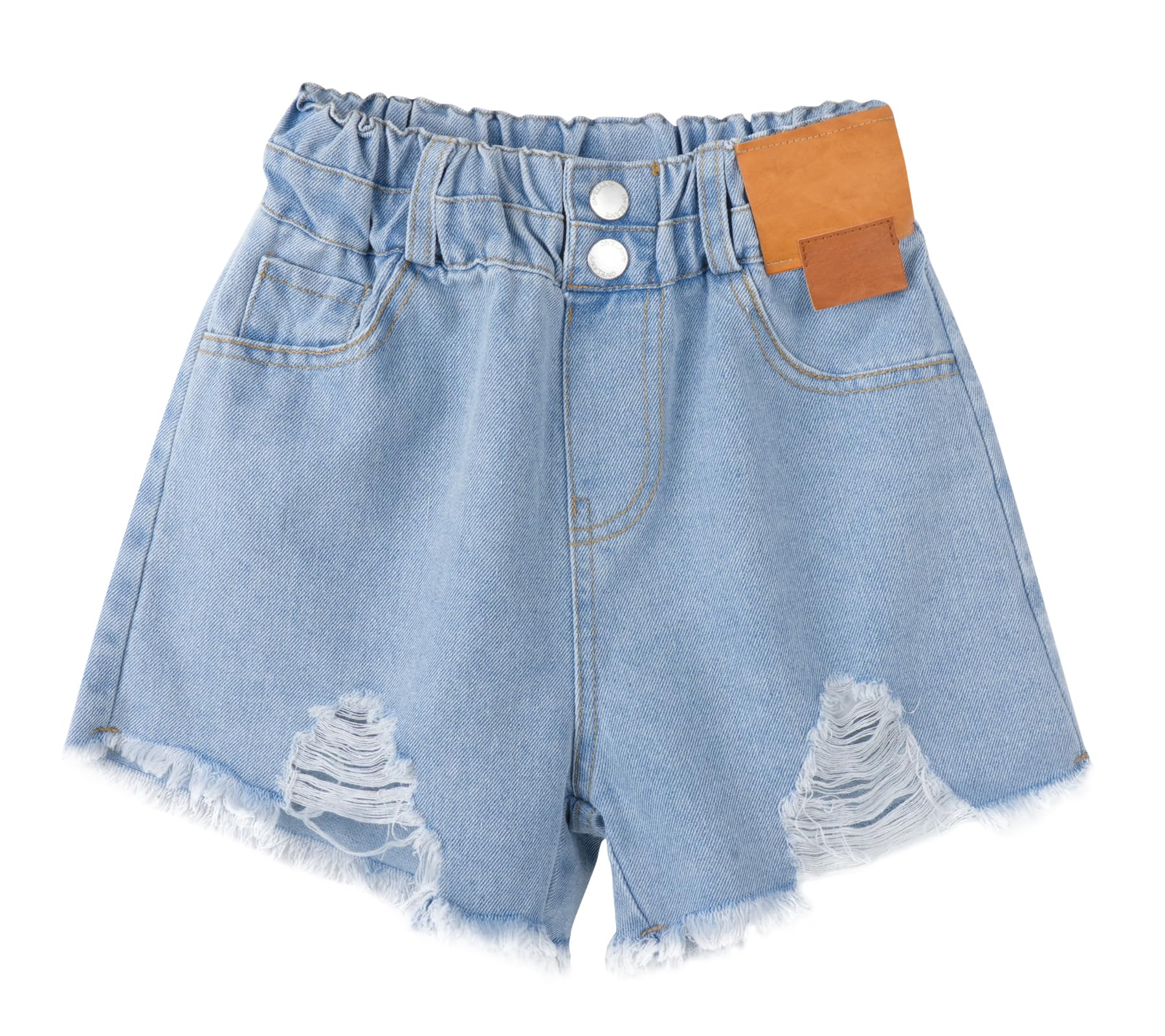 Happy Cherry Short En Jean Fille Été Déchiré Taille Élastique 3-12 Ans