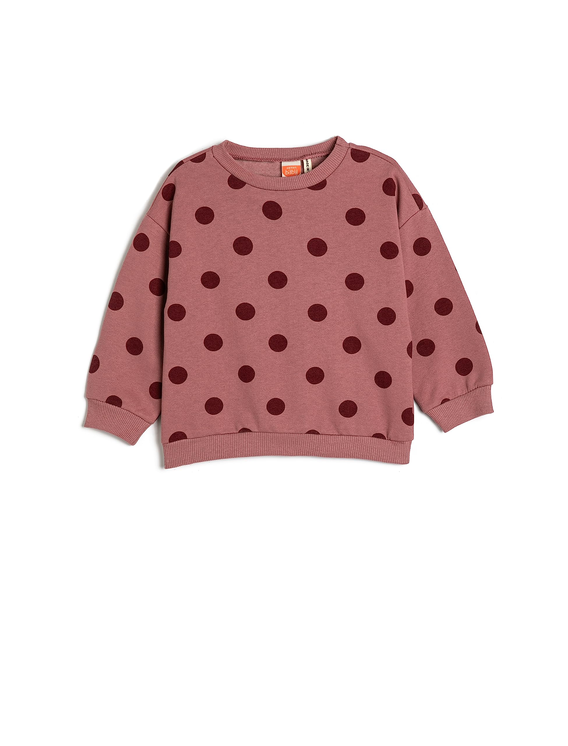 Basic Sweatshirt Puantiyeli Bisiklet Yaka Uzun Kollu Pamuklu Şardonlu