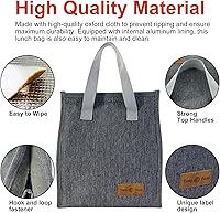 Vista 5 de Mziart Bolsa de almuerzo minimalista, bolsa aislada reutilizable para mujeres y hombres, contenedor de caja a prueba de fugas, diseño simple Bento