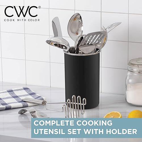 Miniatura 2 de COOK WITH COLOR Juego de utensilios de cocina 10 piezas de alta calidad antiadherentes y resistentes al calor, espátula, servidor de espaguetis,