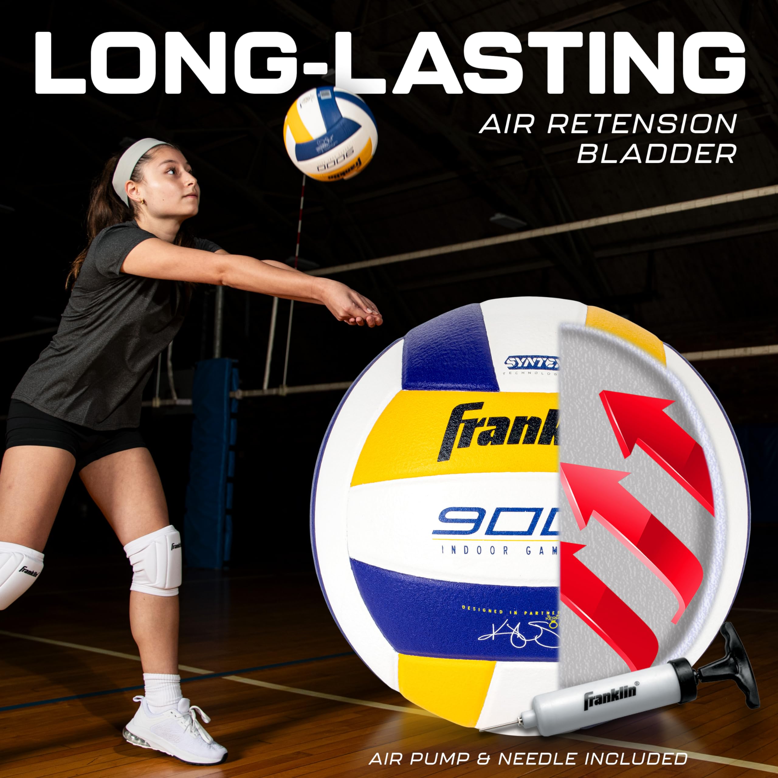 Franklin Sports Indoor Training + Match Volleybälle - Premium 9000 + 6000 Offizielle Größe Erwachsene + Jugend - Ball + Luftpumpe