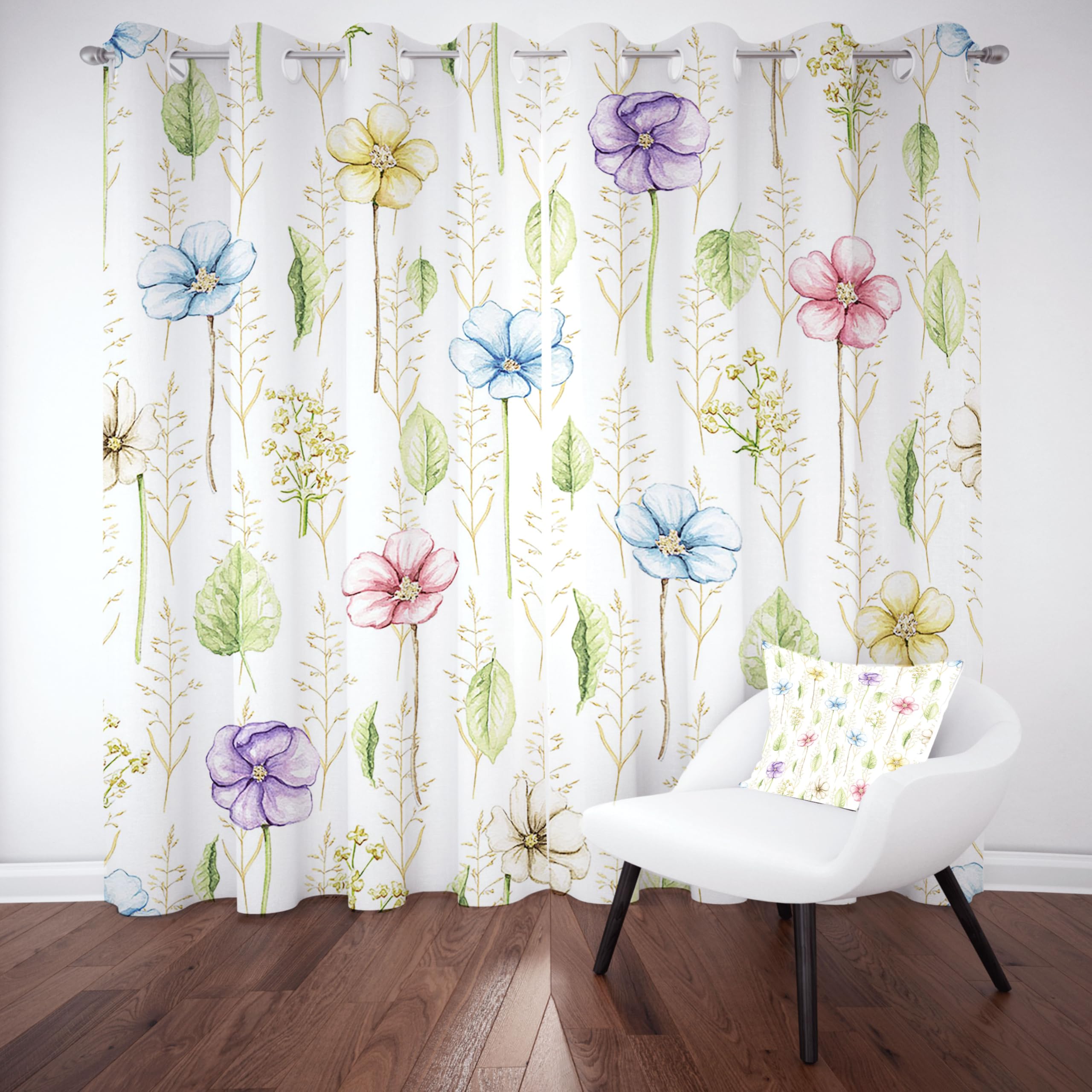 Bunt Blumenmotiv Gardinen - Set da 2 pezzi, motivo floreale, 260 x 140 cm, per Wohnzimmer & Schlafzimmer e Schlafzimmer Landhausstil Decor
