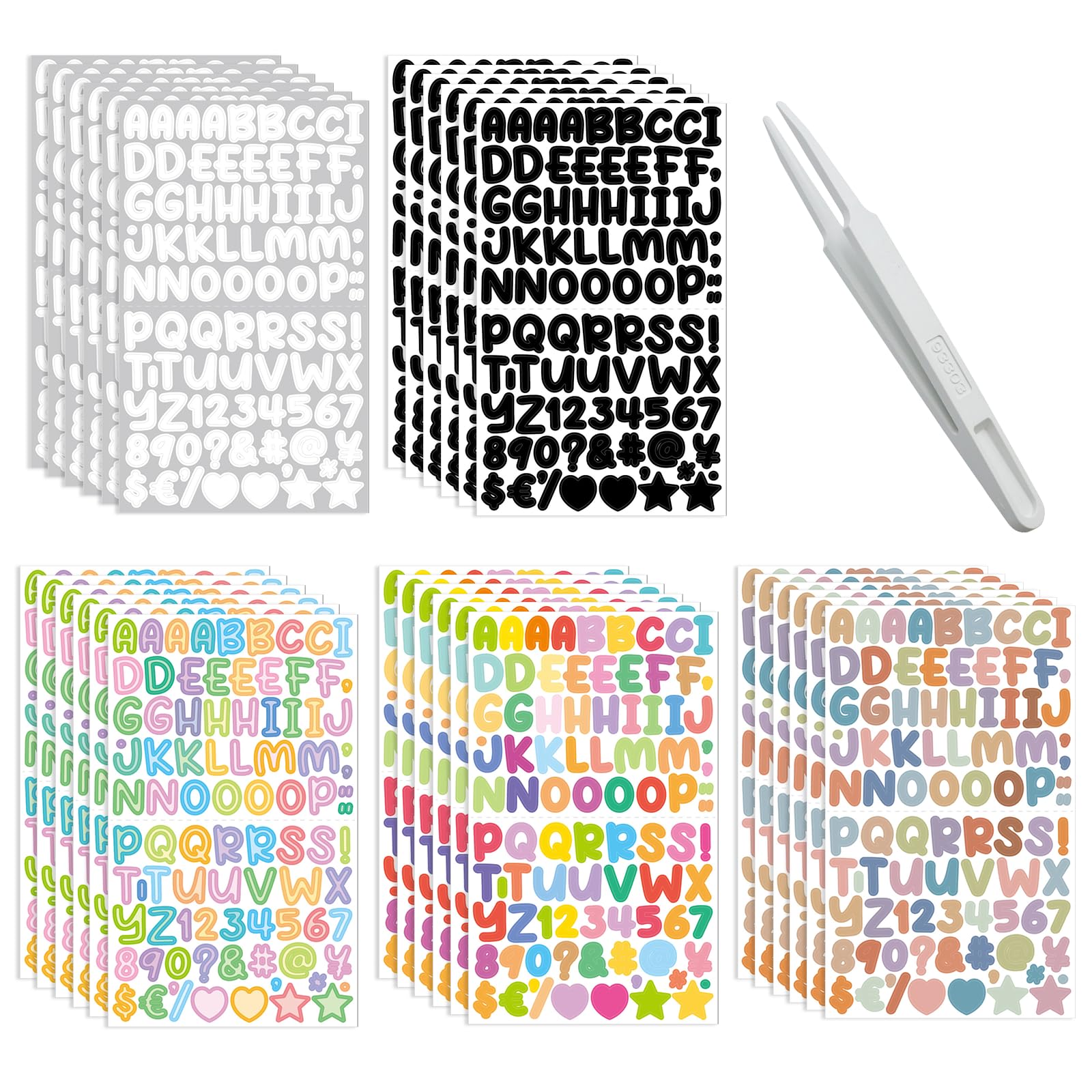 Zayookey 10 Feuilles Autocollants D'Alphabet Lettre Chiffre Auto-Adhésifs En Vinyle De Alphabet Numéros De Boîte Aux Lettres Autocollants Stickers Pour Scrapbooking, Signe (Noir