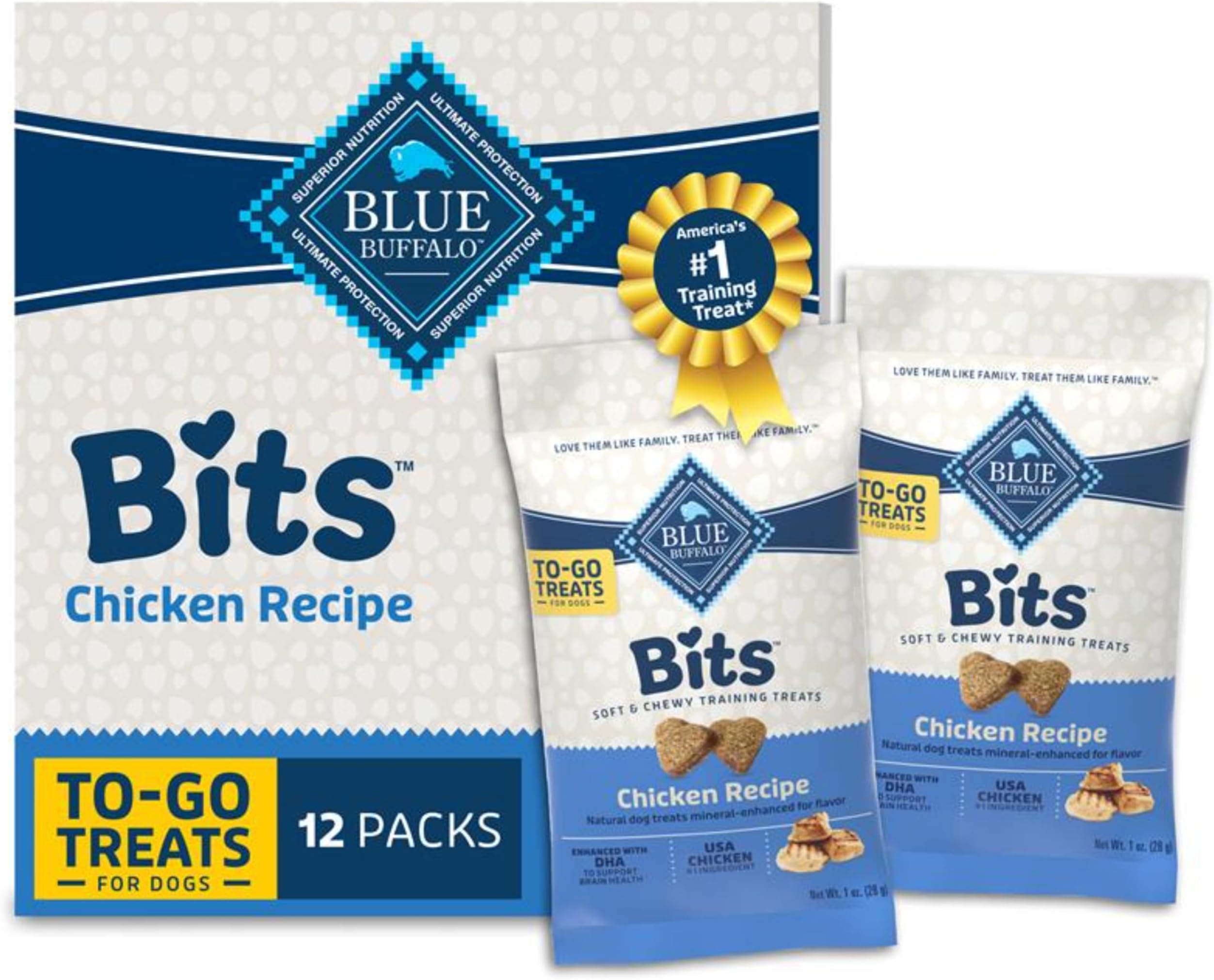 Blue Buffalo Blue Bits Natural Soft Moist Training Dog Treats Togo Chicken Recipe Bags, Contains Twelve (12) oz Bags