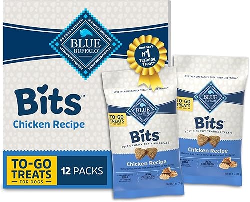 Blue Buffalo Blue Bits - Bolsas naturales suaves y húmedas para entrenamiento de perros Togo, contiene doce bolsas (12) onzas