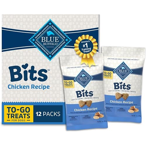 Blue Buffalo Blue Bits Natural Soft Moist Training Dog Treats Togo Chicken Recipe Bags, Contains Twelve (12) oz Bags
