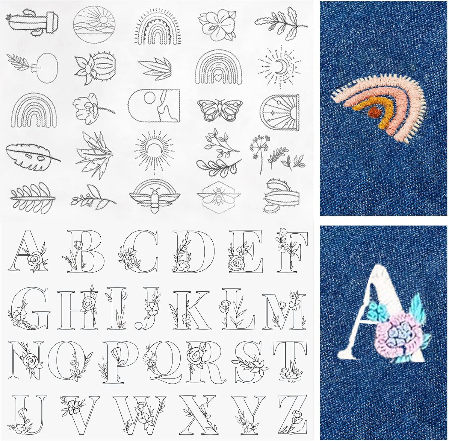 Tekalobr 50Pcs Water Soluble Sewing Stabilizers Embroidery Stick and Stitch Embroidery Paper Wash Away Stabilizers for Embroidery with Flower Patterns for Hand Sewing Lover Beginners
