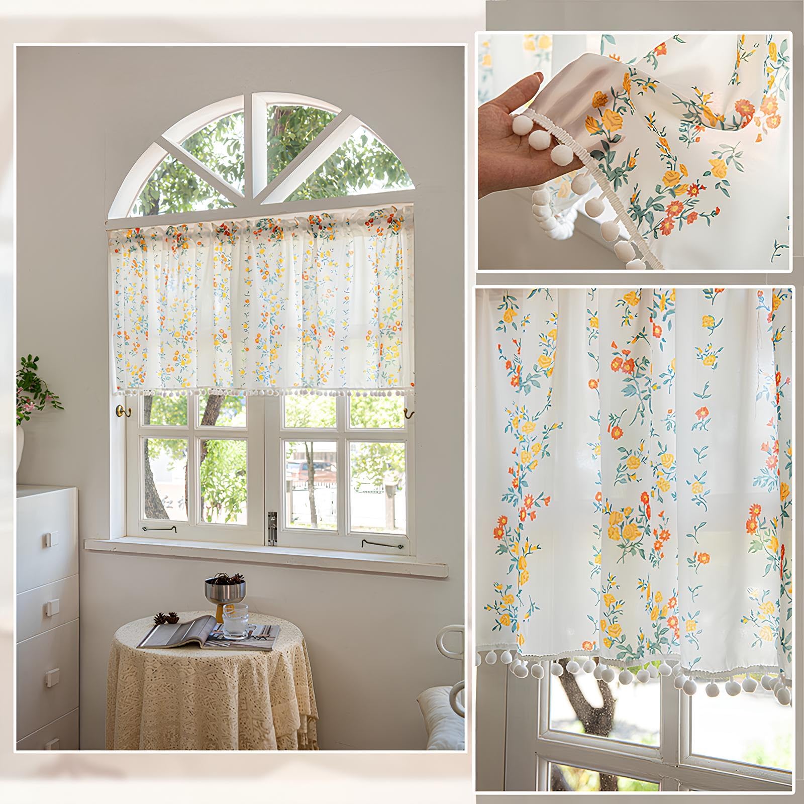 Voile Tende Corte per Piccola Finestre, Tenda Mezza Cucina Moderne, Semitrasparenti Tendina con Tasca per Bagno e Camera da Letto(W200xH120cm(W79xH47in))
