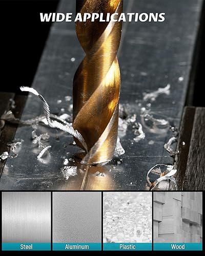 Miniatura 5 de Lichamp Juego de brocas HSS de 13 piezas, brocas de acero de alta velocidad con revestimiento de titanio de 116 a 14 pulgadas para metal, acero,