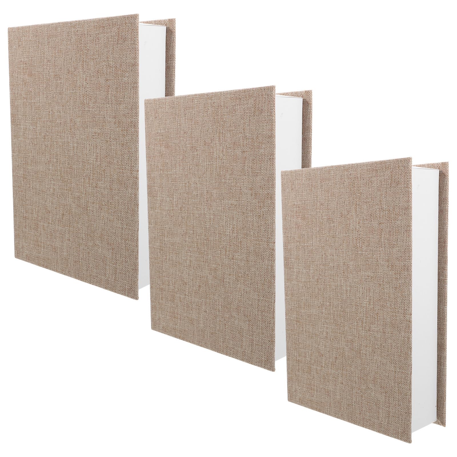 Mini-bibliothèque chaleureuse avec le lot de 3 faux livres décoratifs en lin kaki