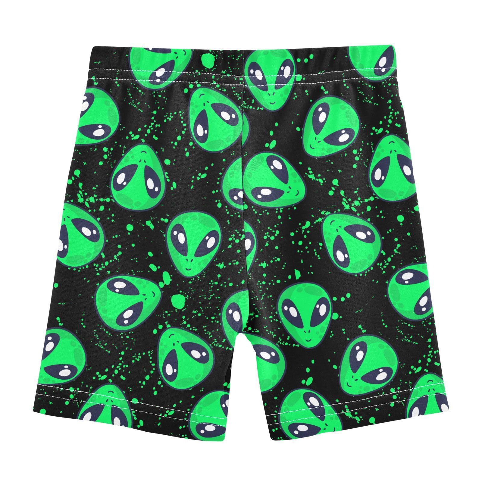 JHKKU Girls Green Alien Shorts Cotton Cartwheel Bike Kids Biker Under Dress Dance Short Girl Clothes 6T