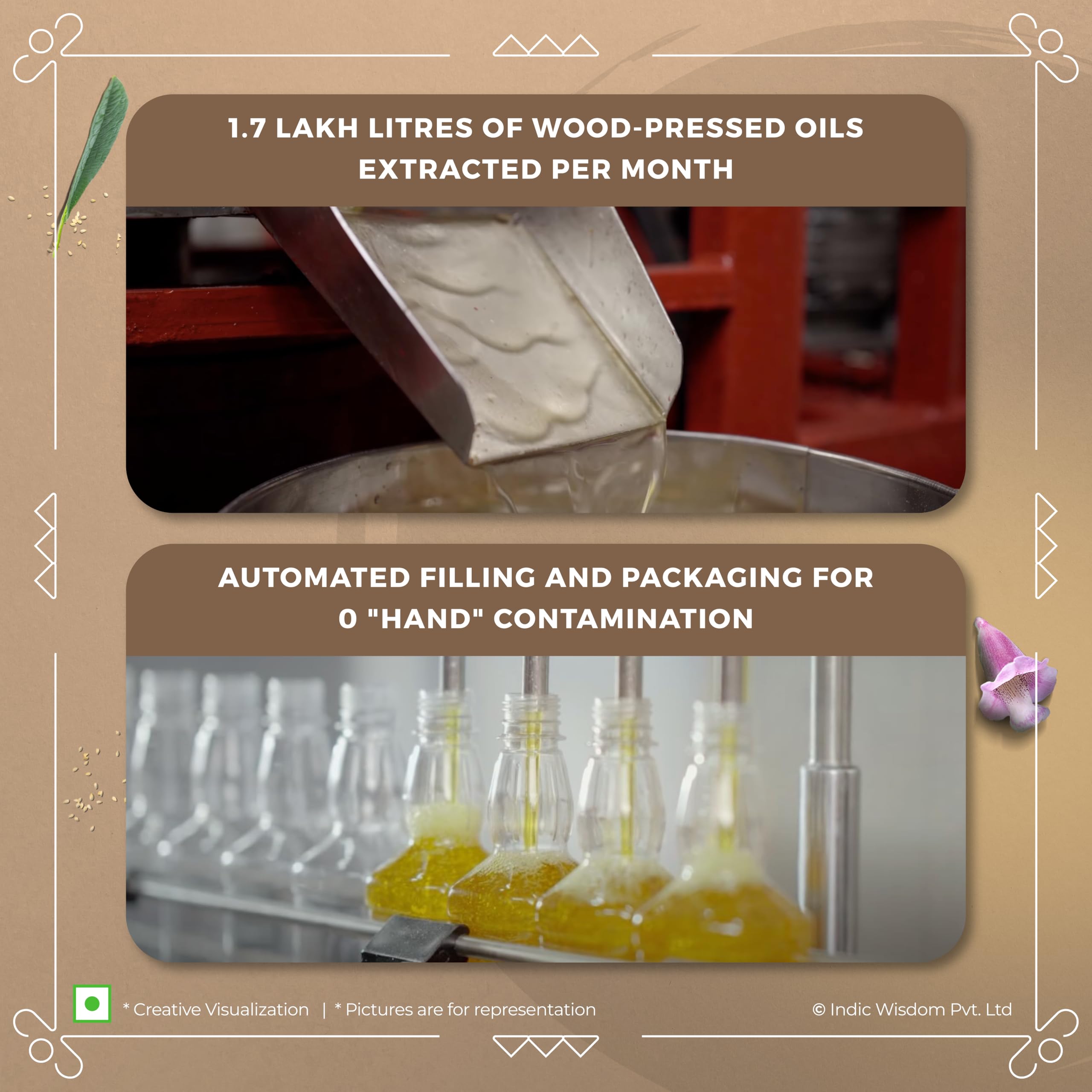 IndicWisdom Wood Pressed White Sesame Oil 1 Liter (Cold Pressed White Sesame Oil - Extracted on Wooden Churner) - Image 6 thumbnail