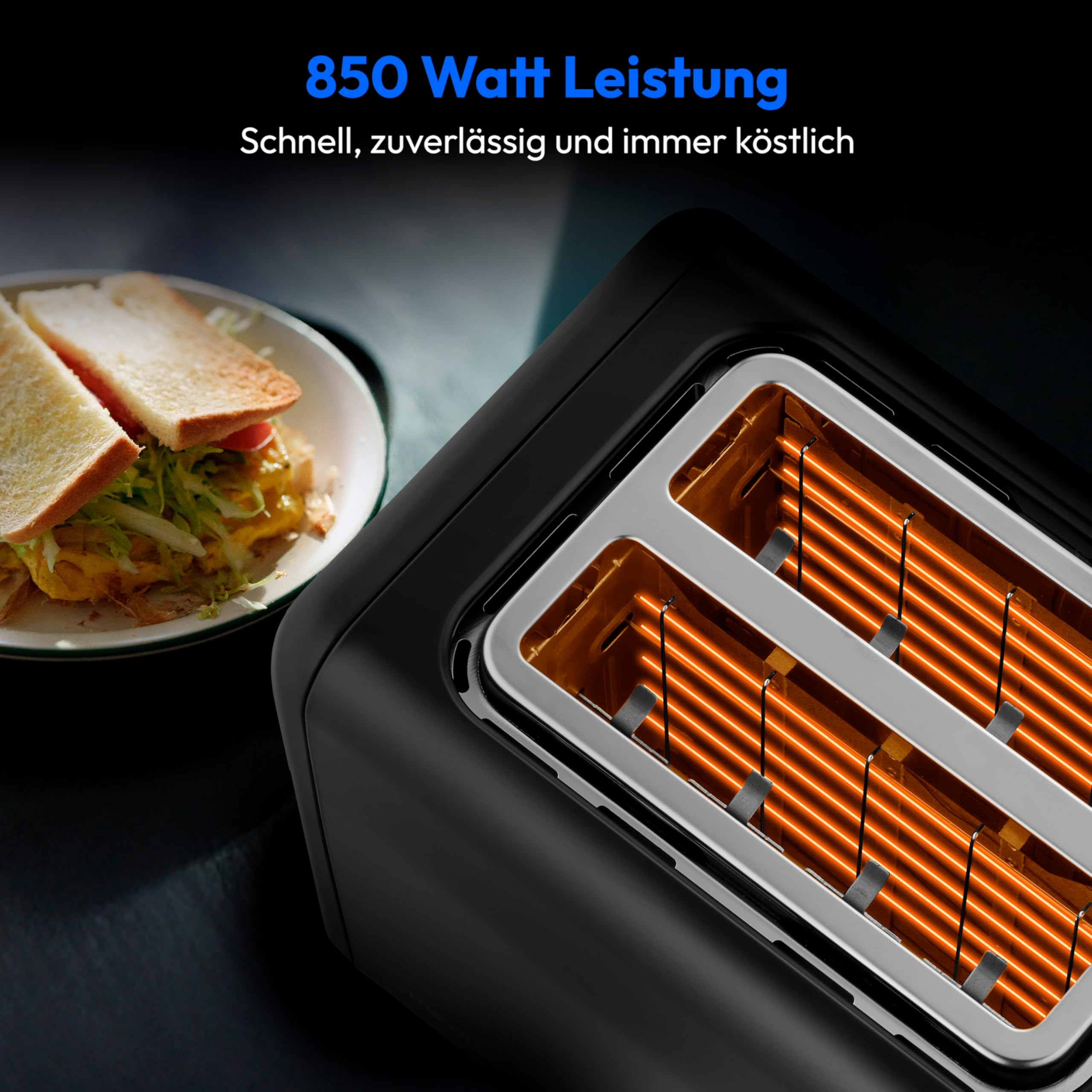 MEDION Toaster 2 Scheiben mit Brötchenaufsatz (7 Bräunungsstufen, 5 Automatikprogramme, 850 Watt, Auftauen, Aufwärmen, LED Sensor Touch Display, Krümelschublade, Edelstahl Matt, MD 12102) schwarz