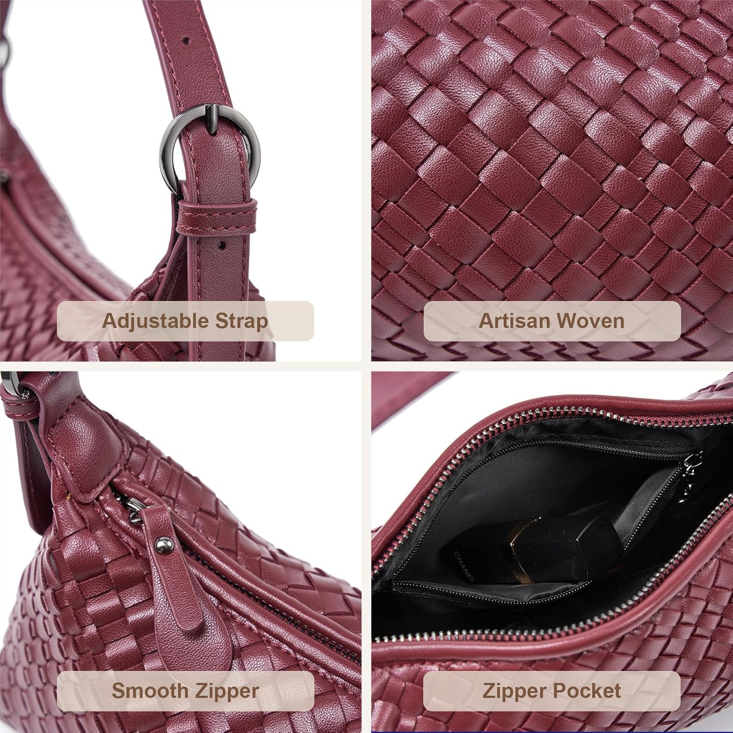 Woven Crossbody Bag Small Woven Purses for Women Braided Purse - Image 4