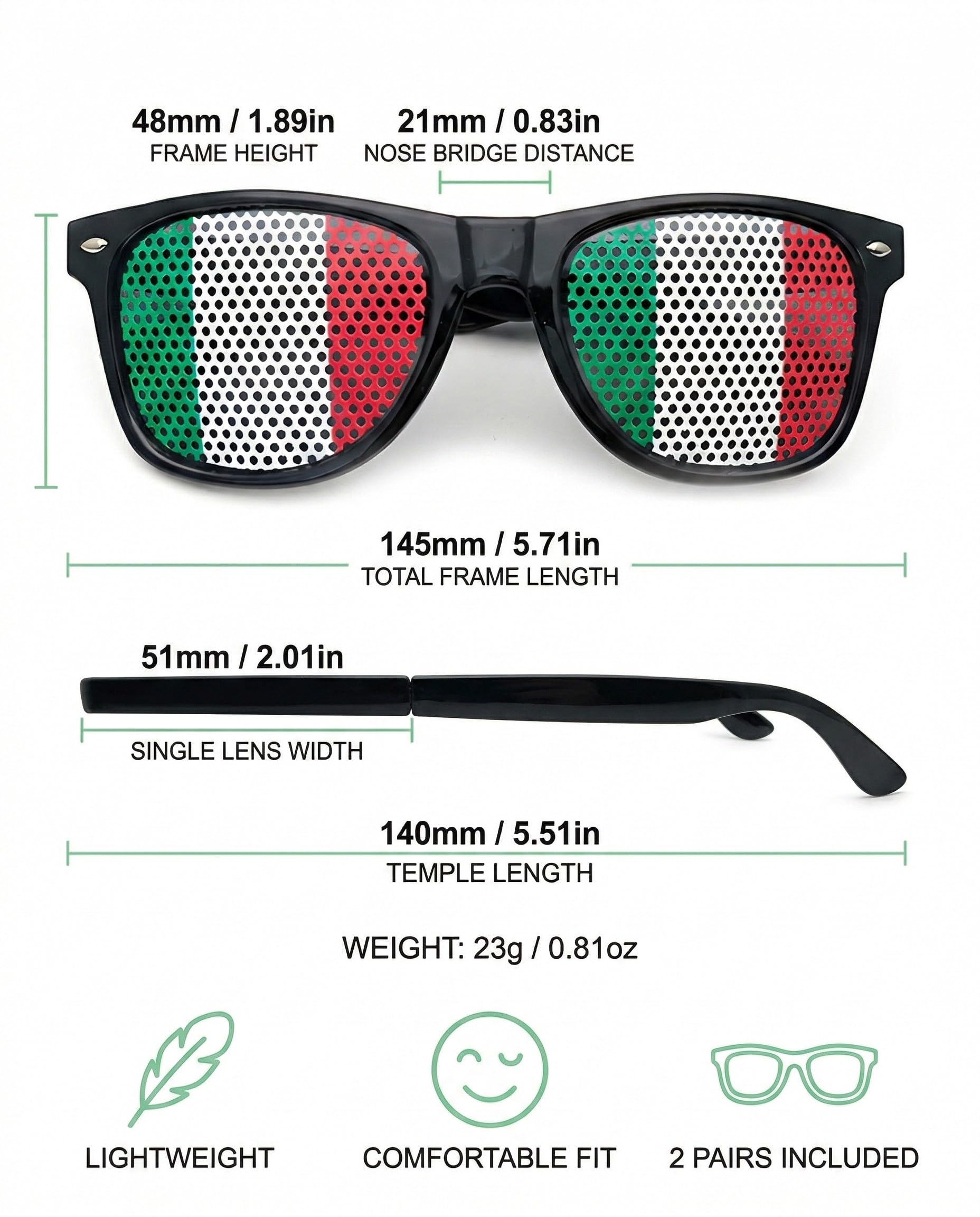 Occhiali Italia Tricolore 2 Paia Tifosi Azzurri Nazionale Calcio