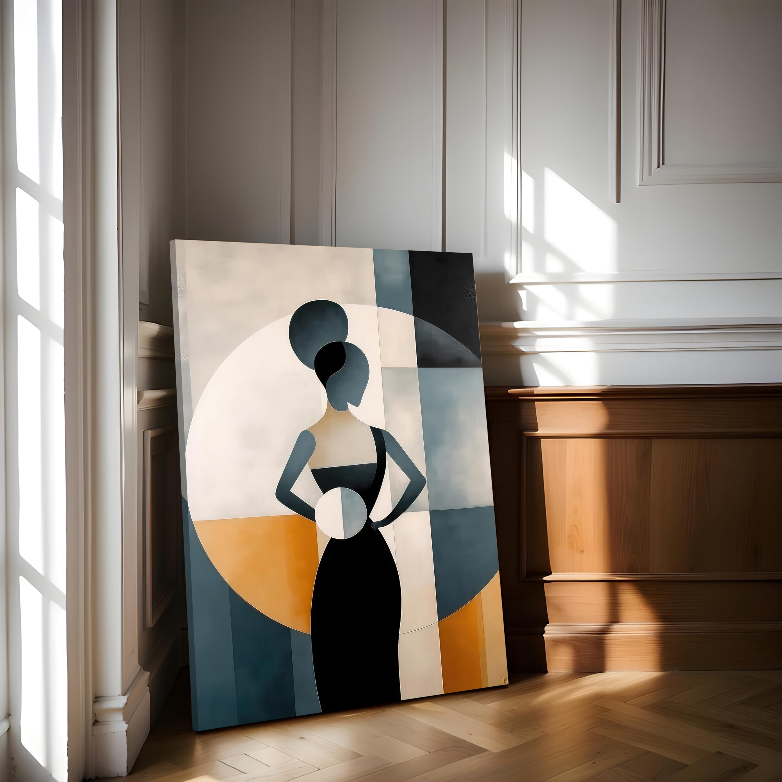 Abstract Geometric Canvas Painting - Beige, 23x35 Inch -27 Abstract Geometric Canvas Painting - Beige, 23x35 Inch -27