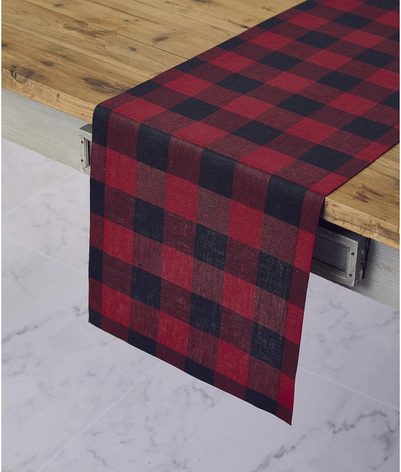 New Deal Solino Home 100 Pure Linen Buffalo Check Table Runner 14 x