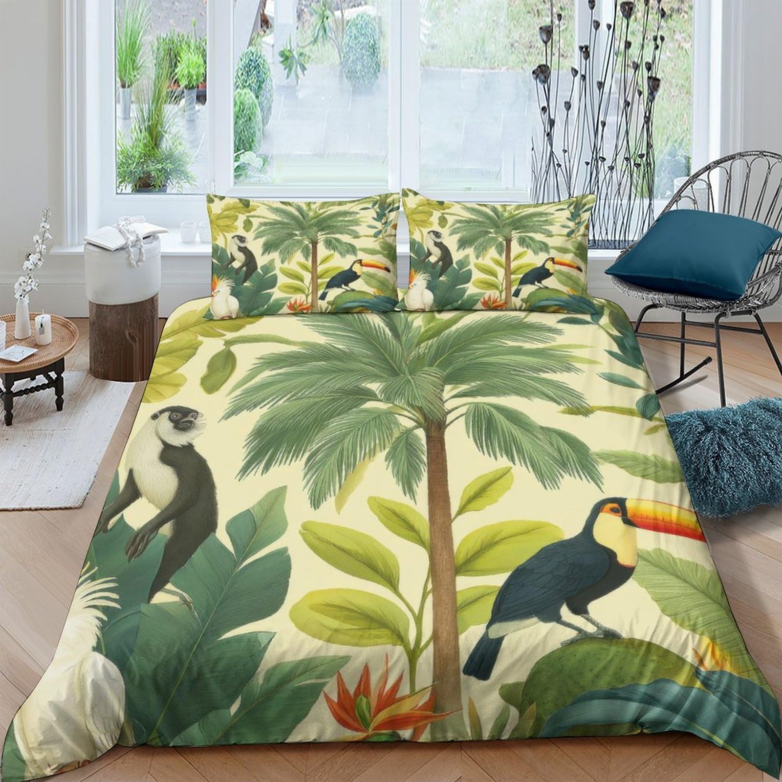 Ctjqhvkz Style-10 3D Printed Tropical Rainforest Fitted Sheet Microfiber Soft Jungle Animals Mattress Cover For Bedroom Dorm Decor Single（135X200cm）