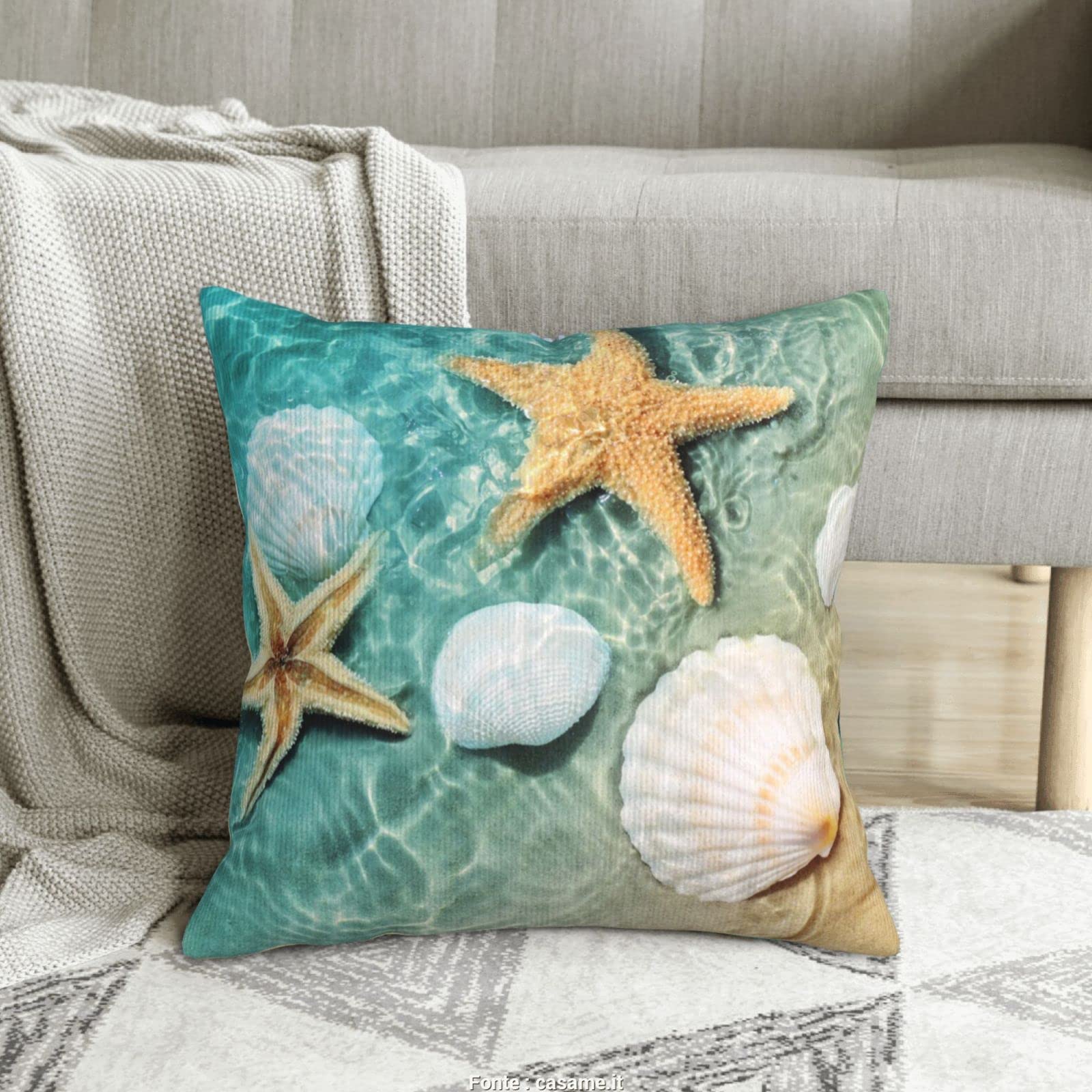 Federa per cuscino quadrata stampata stella marina 45 x 45 cm