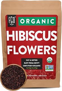 FGO Organic Hibiscus Flowers Loose Tea, Resealable Kraft Bag, 16oz (Pack of 1)