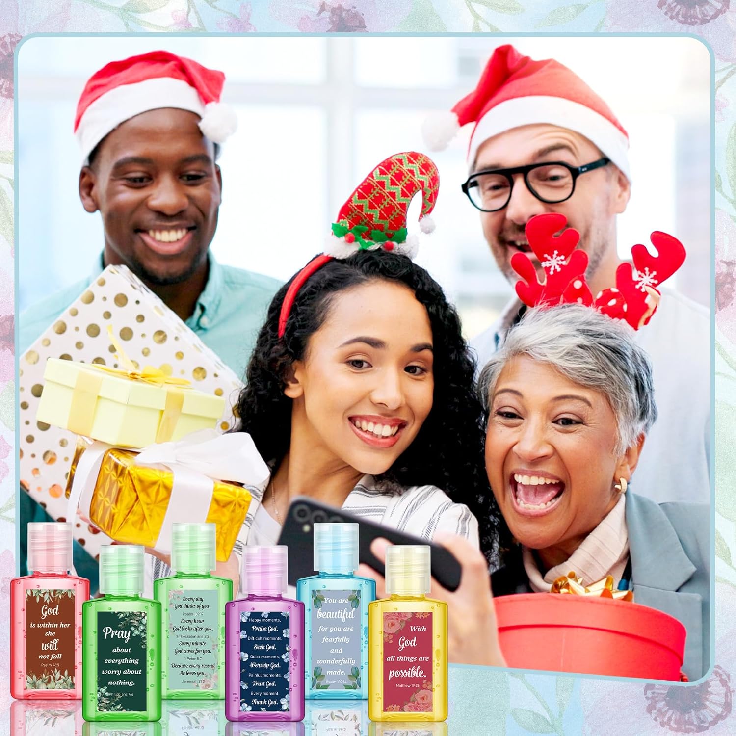 Gejoy 72 Pack Vintage Christian Hand Sanitizer Bulk Bible Verse Mini Hand Sanitizer Travel Size Religious Christian Party Gifts for Holiday Christmas Stocking Stuffers Church Prayer Women Mom Pastor