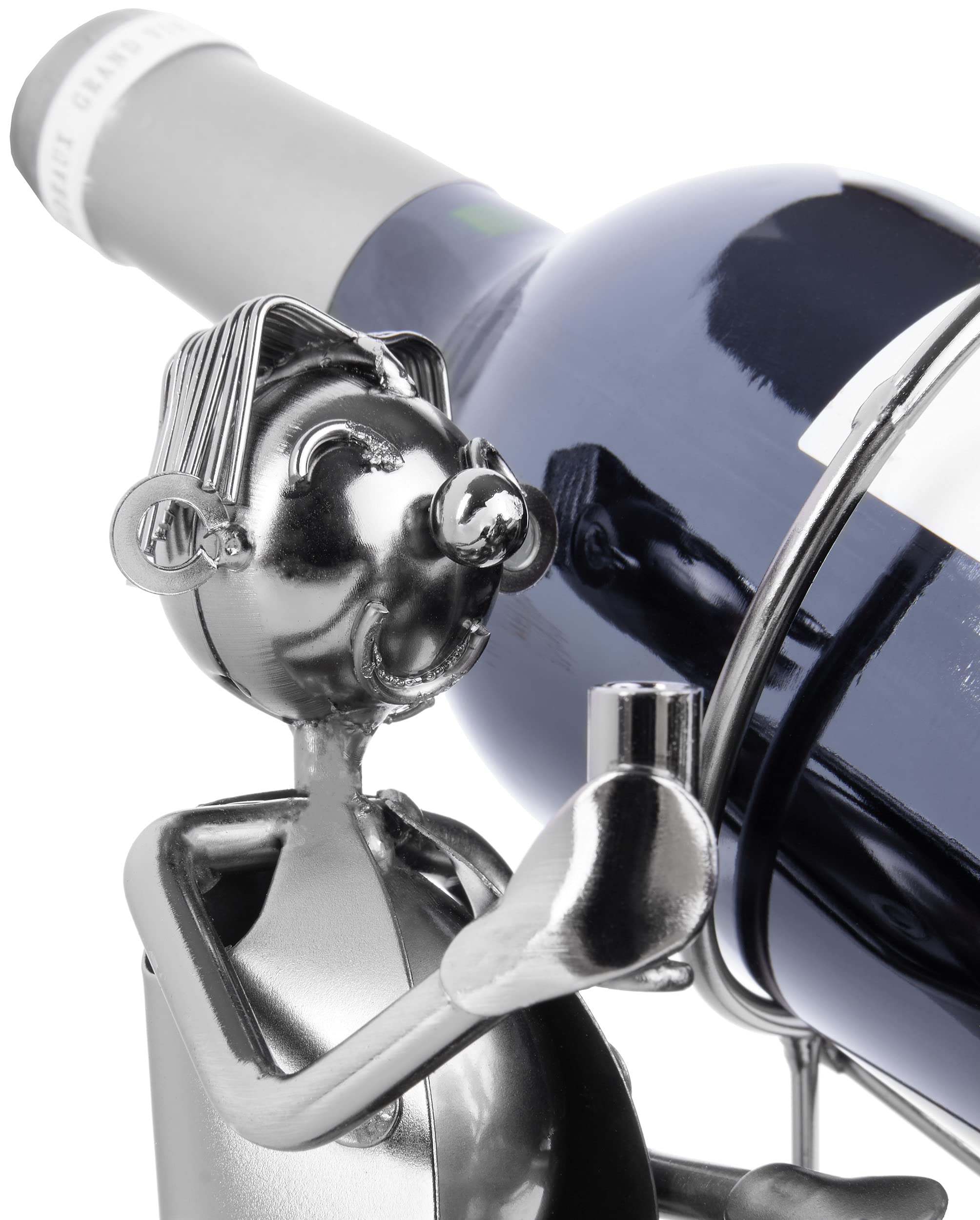 BRUBAKER Portabottiglia da Vino dal Raffinato Design Coppia Romantica - Portabottiglie per Vino in Metallo con Biglietto di Auguri