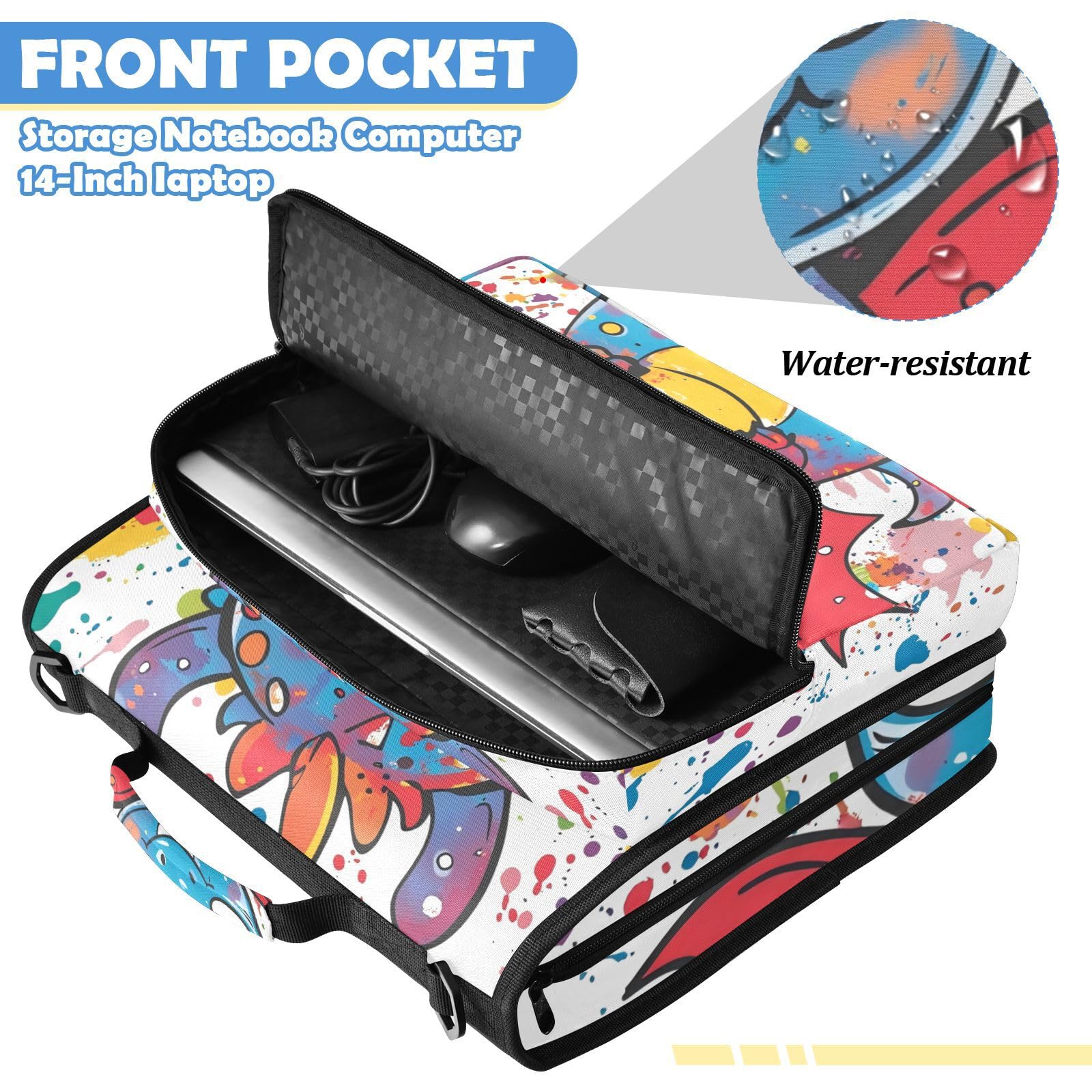Colorful Dragon Graffiti Art Zipper 3 Ring Binder Bag