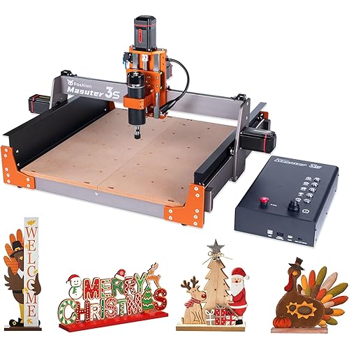 FoxAlien Masuter 3S CNC Router Machine with NEMA 23 Closed-Loop Stepper Motor, 400W Spindle 3 Axis Engraving Milling Machine for Wood Acrylic Aluminum Carving Cutting