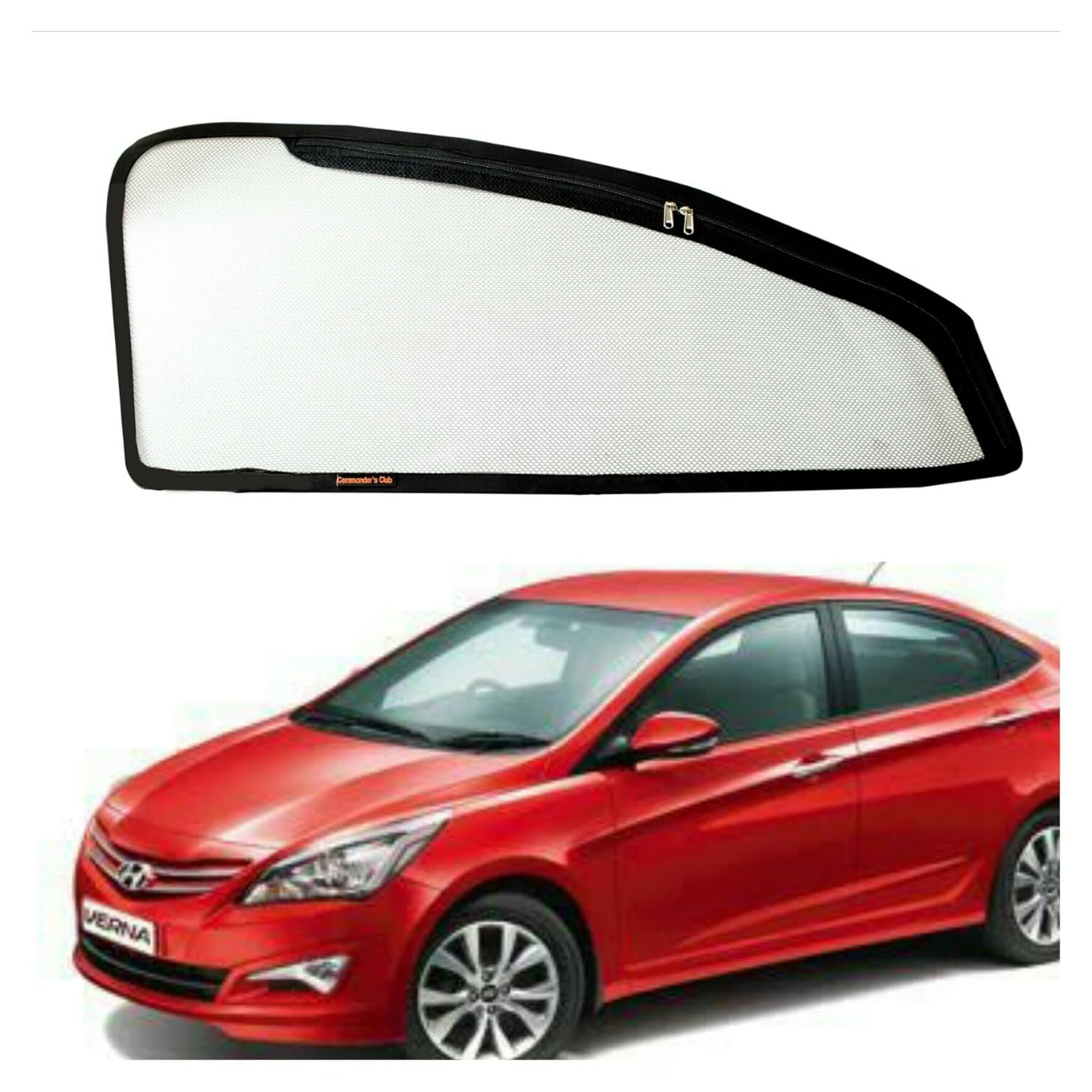 Commanders Club Sun Shades with Zipper for Hyundai Verna (New