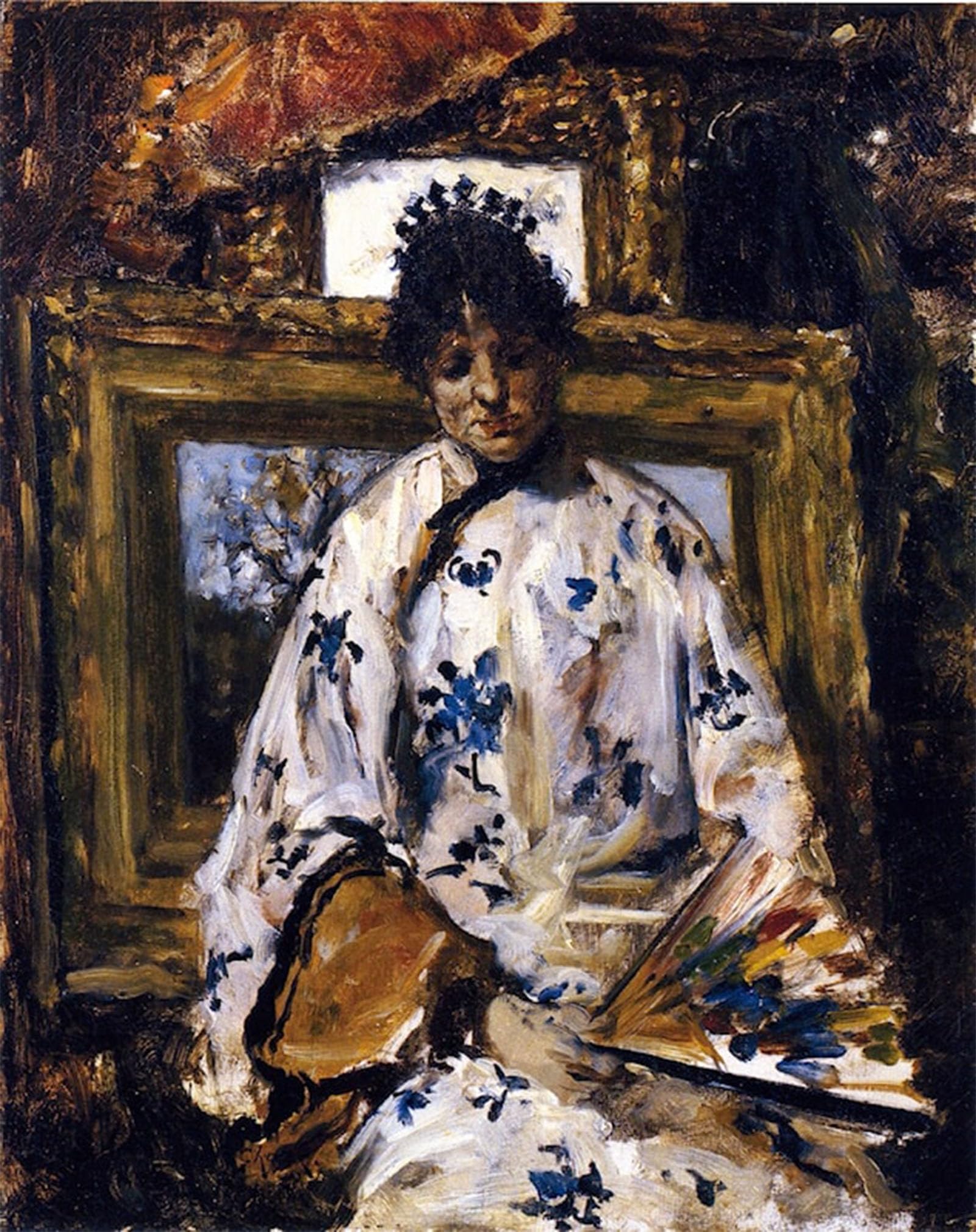 RZHRHJES Vintage Wall Art Picture on Canvas Wall Art Poster Woman in a Chinese Robe William Merritt Canvas Poster for Office Decor 60x90cm