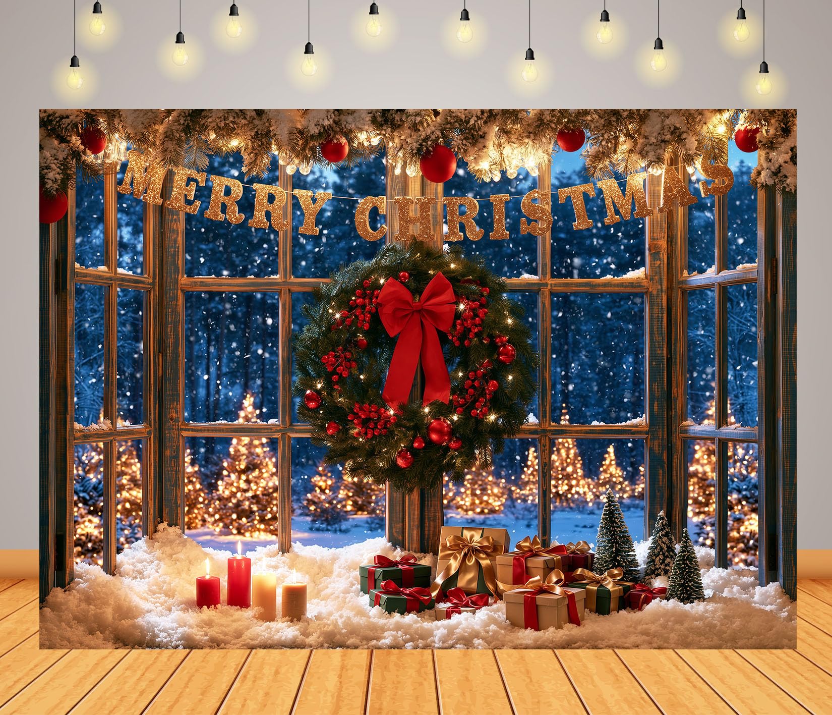 10x8FT Camino Crema Regali Natale Sfondo Fotografico