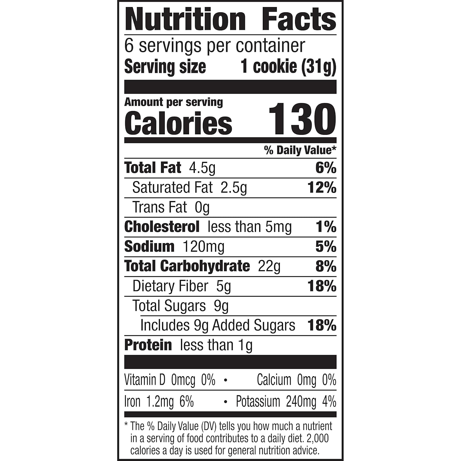 Serat Satu Cookie Panggang Lembut, Chocolate Chunk, 6,6 Ounce (Paket 6)