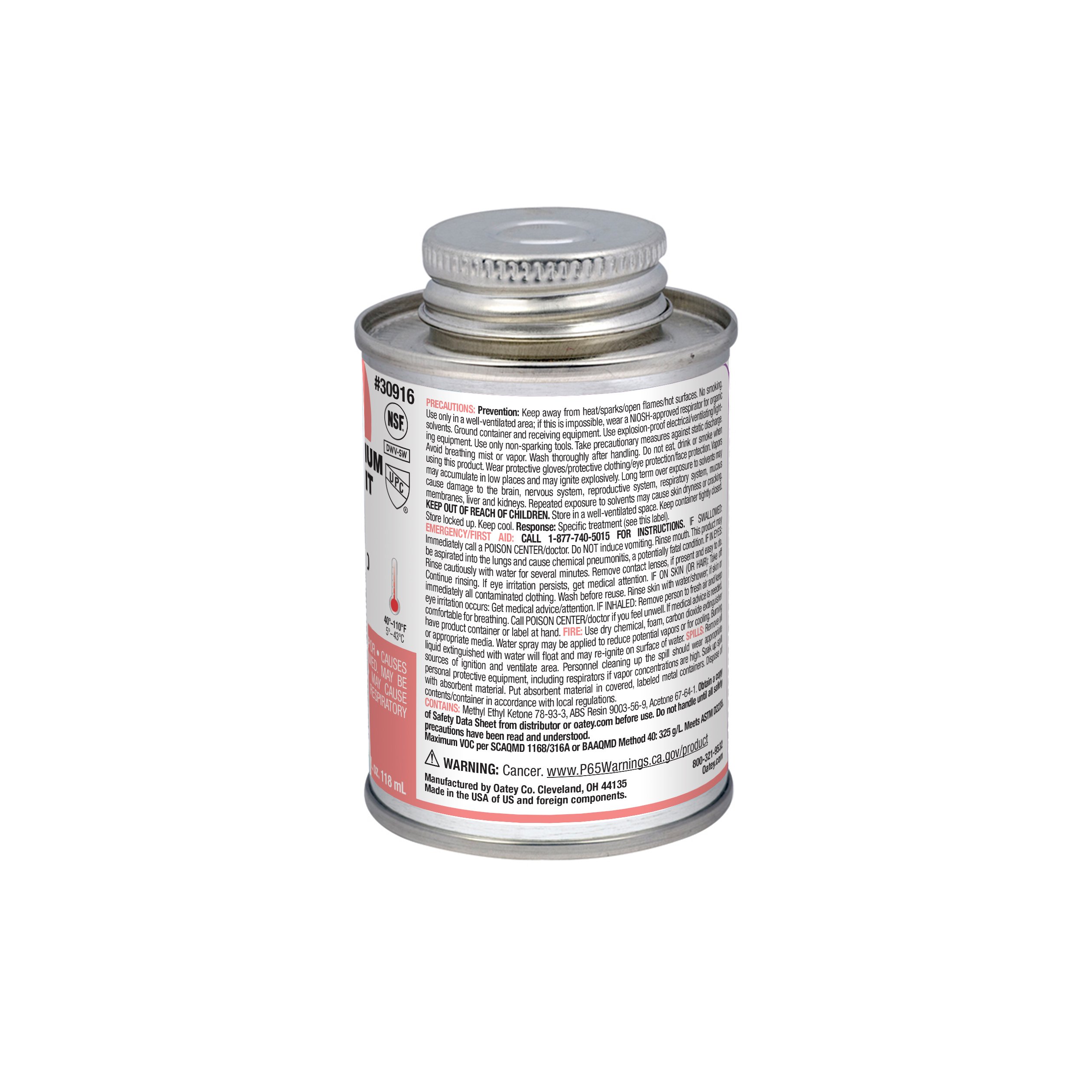 Oatey Black 30916 ABS Extra Special Cement 4-Ounce 4 oz product thumbnail 4