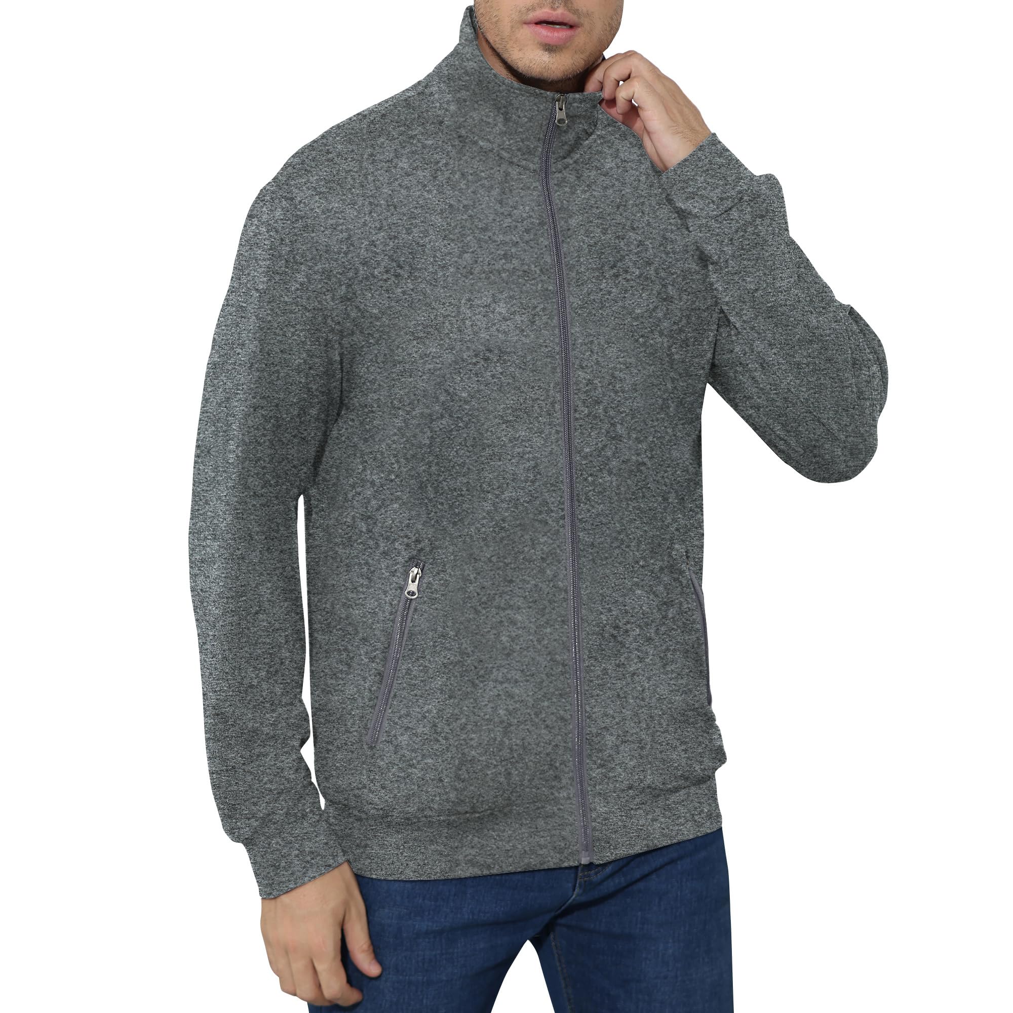 CTU Sudadera para hombre con cremallera completa, elástica, ligera, manga larga