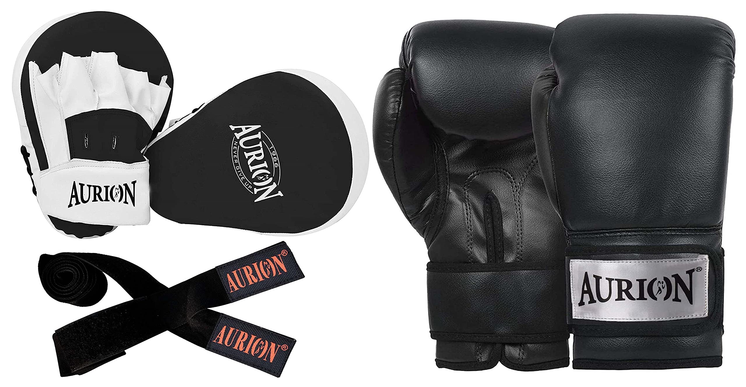 Boxing Pads Focus Curved Maya Hide Leather Hook and Jab Target Hand Pads Great for MMA, Combo Pack