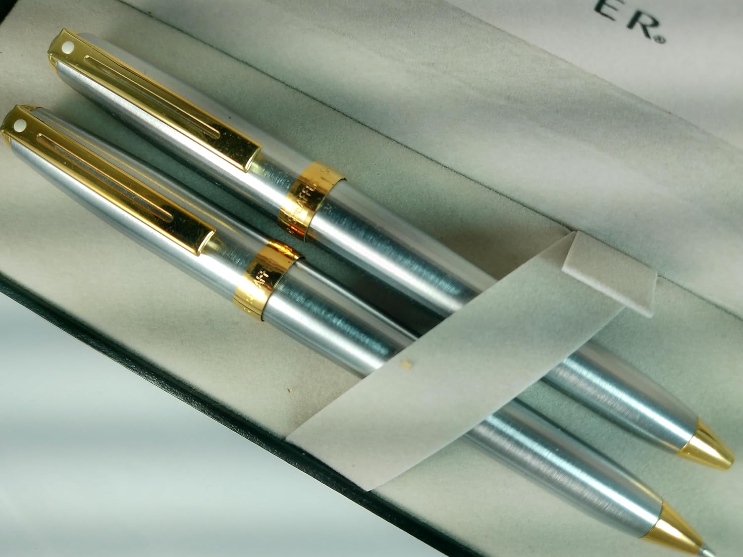 Sheaffer Edition Signature Prelude Brushed Chrome and 22KT Gold .7MM Pen & Pencil Set - SH-342-9