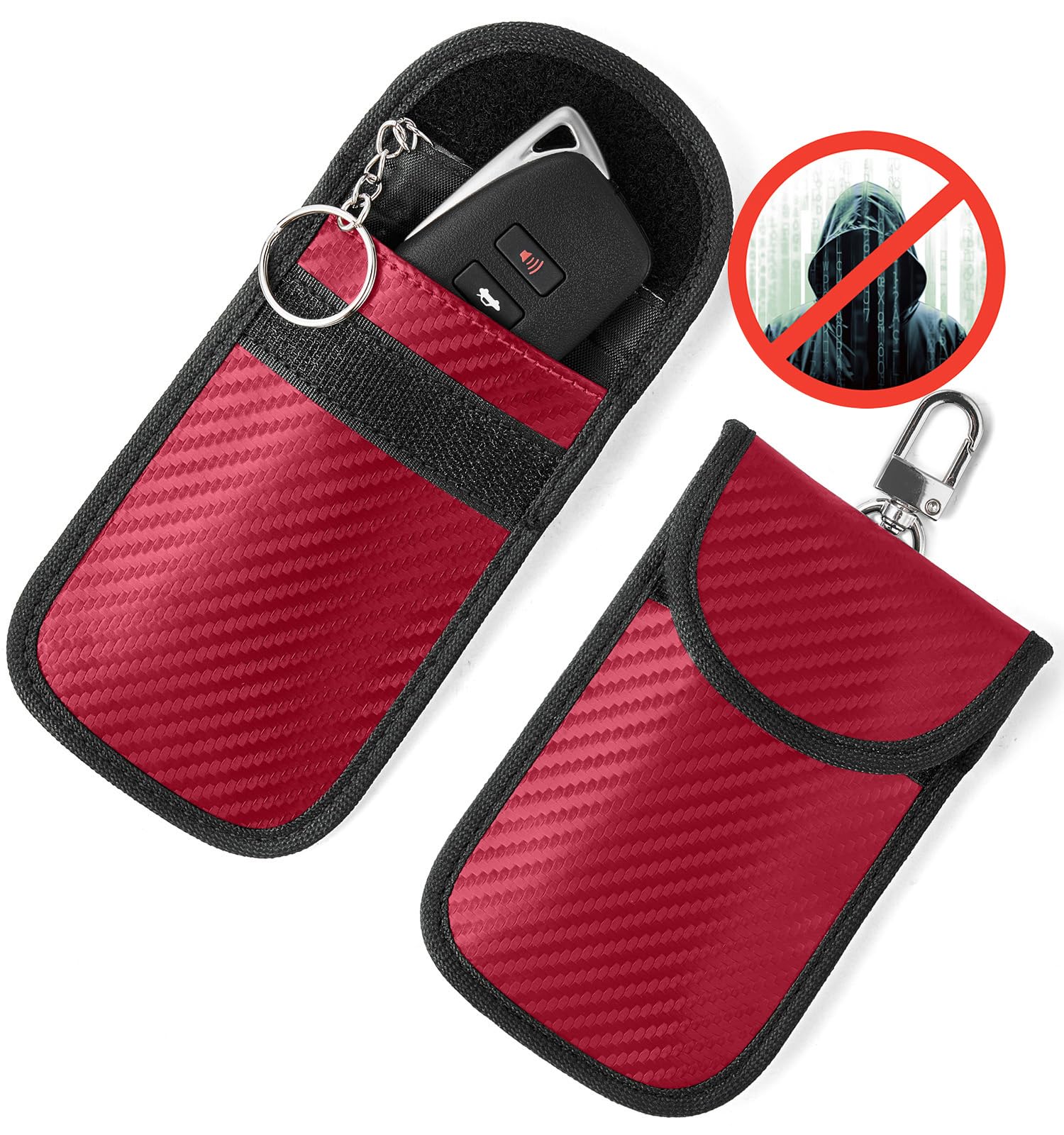 Vammcht Upgraded Faraday Bag for Key Fob (2 Pack), Premium Faraday Key Fob Protector– Car RFID Signal Blocking, Car Security Protection, Anti-Theft Pouch, Anti-Hacking Case Blocker Red