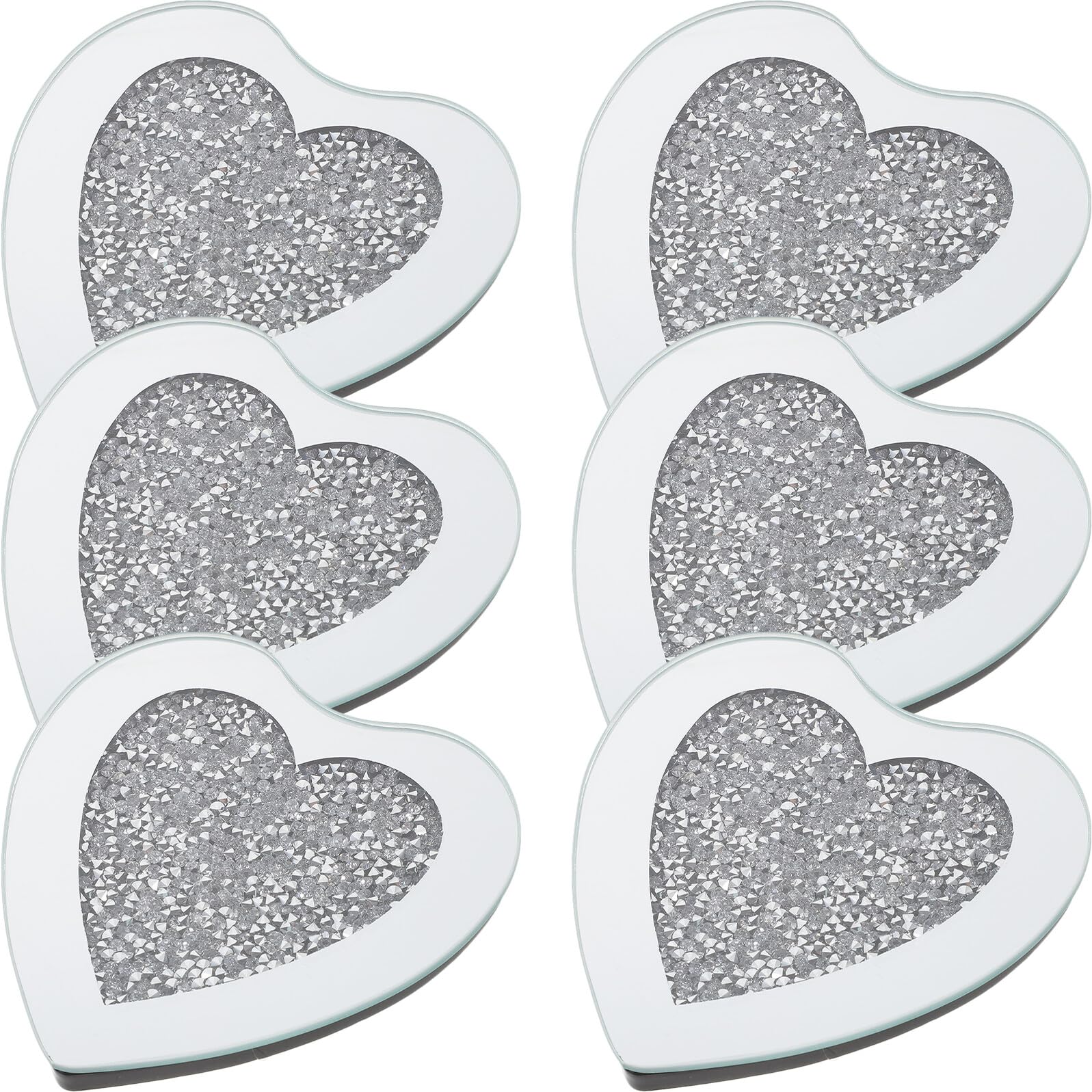 Artibetter Sottobicchieri 6 Pezzi in Vetro a Forma di Cuore Resistenti al Calore e Spessi Stile Elegante per Tazzine da Caffè per Casa e Hotel