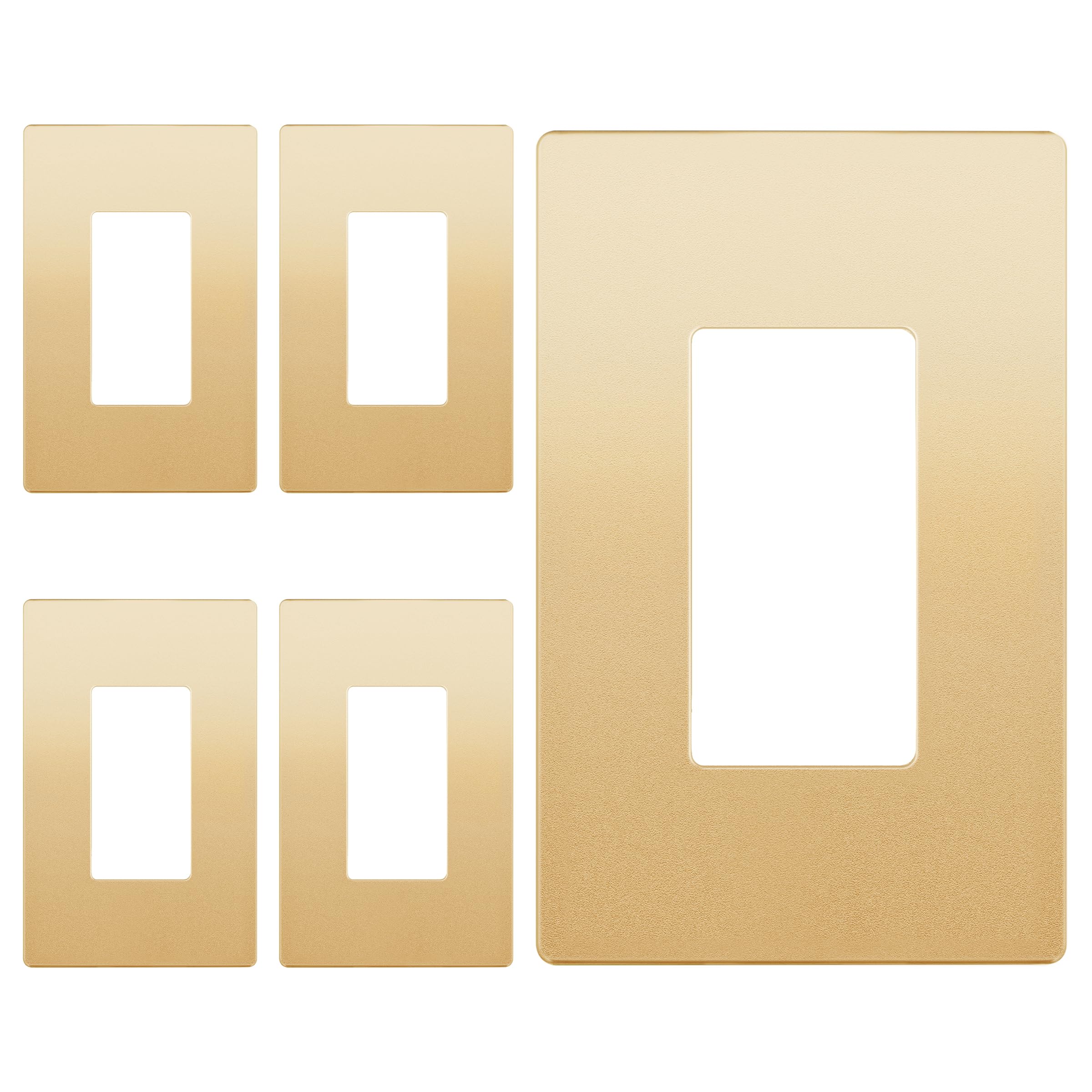 LIDER Decorator Switch Cover, Screwless Wall Plate, Mid-Size 1-Gang, 5-Pack
