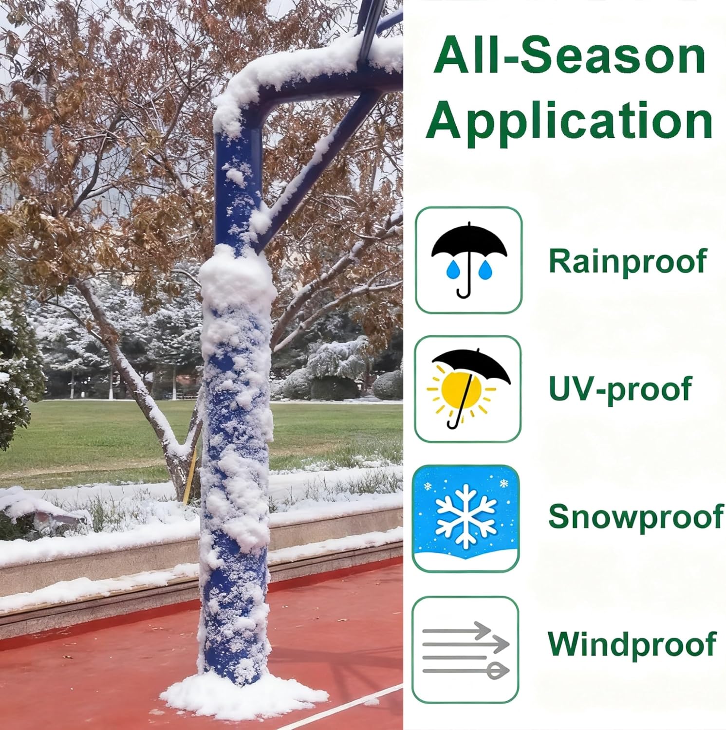 WDJBPSH 4 5 6 7 Ft Tall Basketball Hoop Volleyball Pole Pads Outdoor, Round Columns Cover Padding w/Hook & Loop for Parking Lot/Court/Gym