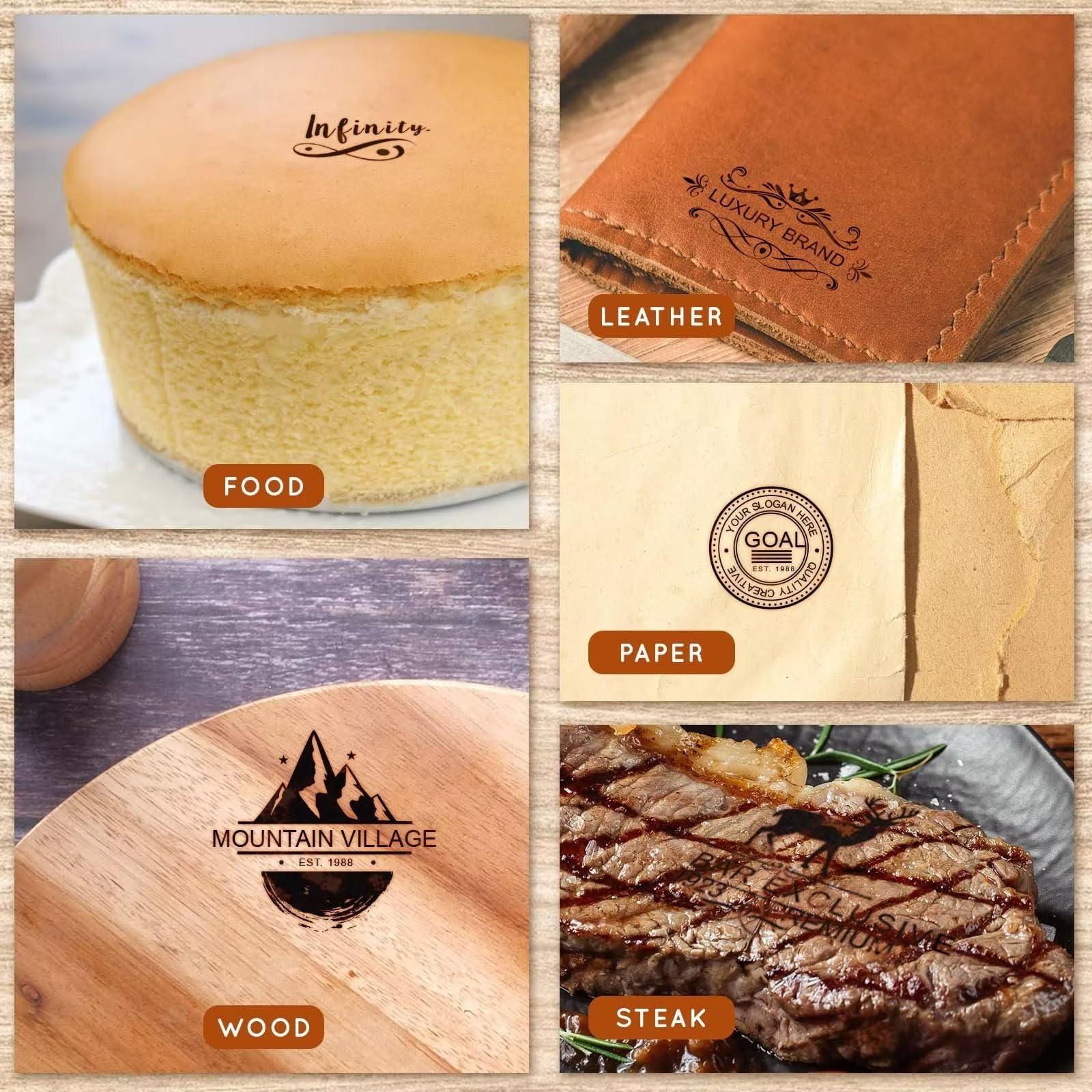 Brennstempel für Holz, Personalisiert Stempel für Holz, Essen & Leder, Brotstempel für Eigenes Logo, Text & Foto, Personalisiert Brandeisen Lederwerkzeug mit Logo Name (5cm)