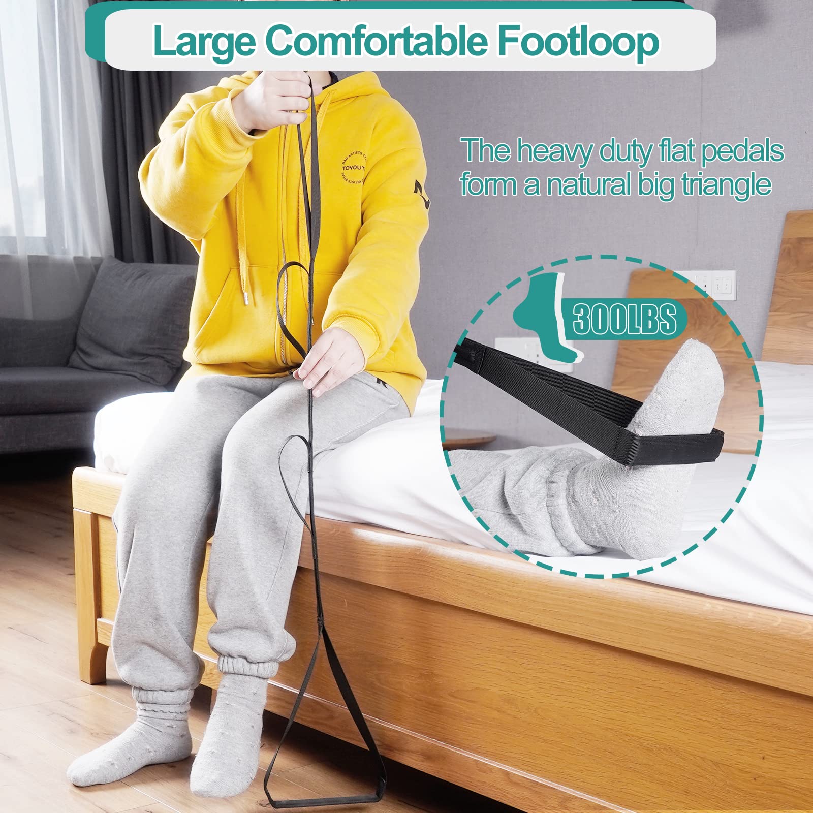42 Inch Long Leg Lifter,Leg Strap with Large Foot Loop,Leg Lifter After Hip Replacement for Hip Kit for Seniors,Knee Replacement Recovery Aids,Hip Surgery Recovery Must Haves — Amazon image 3