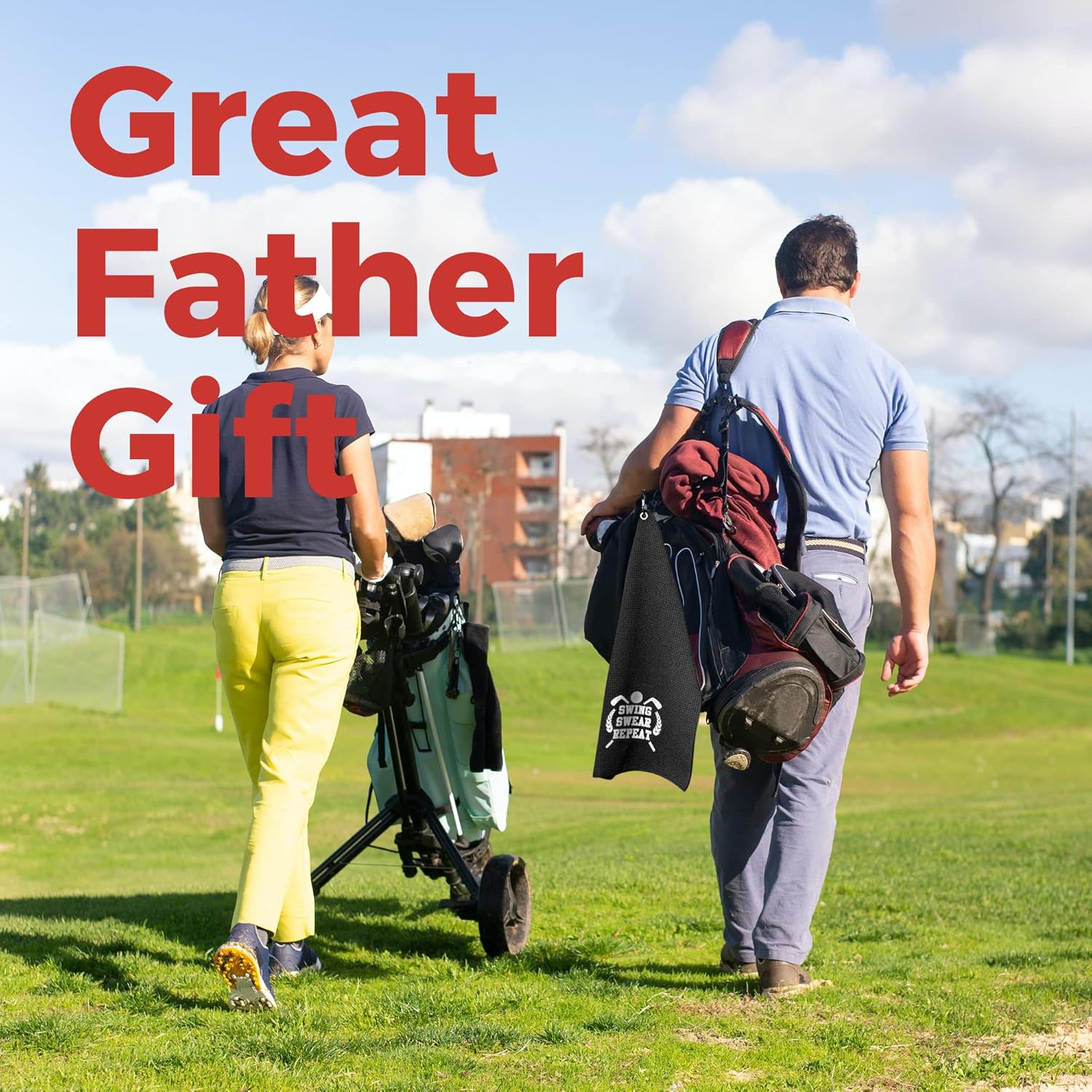 review EVELIDO Funny Golf Towel,Embroidered Golf Towels for Golf Bags with Clip,Golf Gifts for Men,Birthday Gifts for Golf Fan,Retirement Gift for Grandpa,Swing Swear Repeat