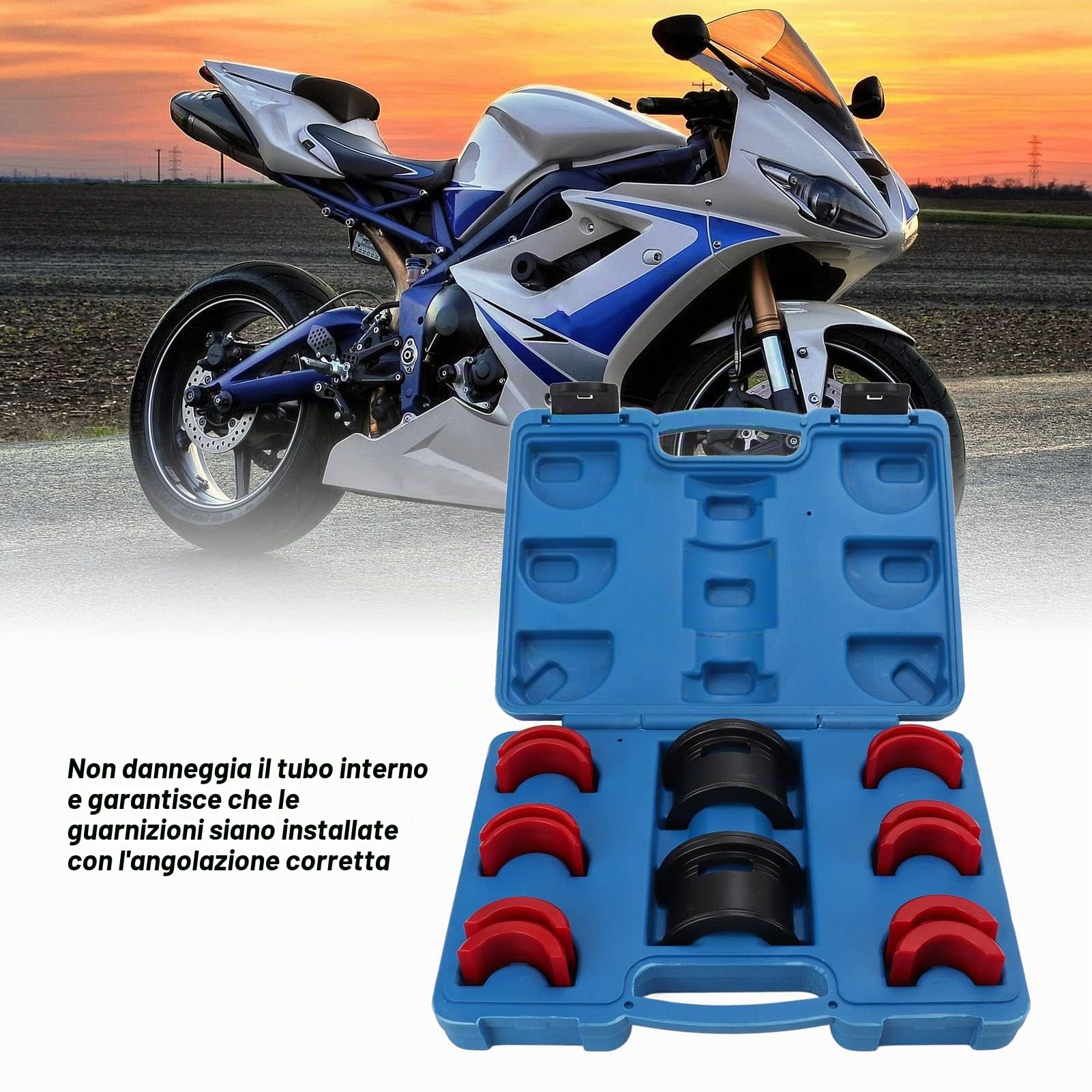 Akozon Kit Driver per Paraolio Forcella, 35‑50 Mm Kit di Strumenti per Paraolio per Paraolio per Installazione Driver Forcella Anteriore Universale per Motociclette