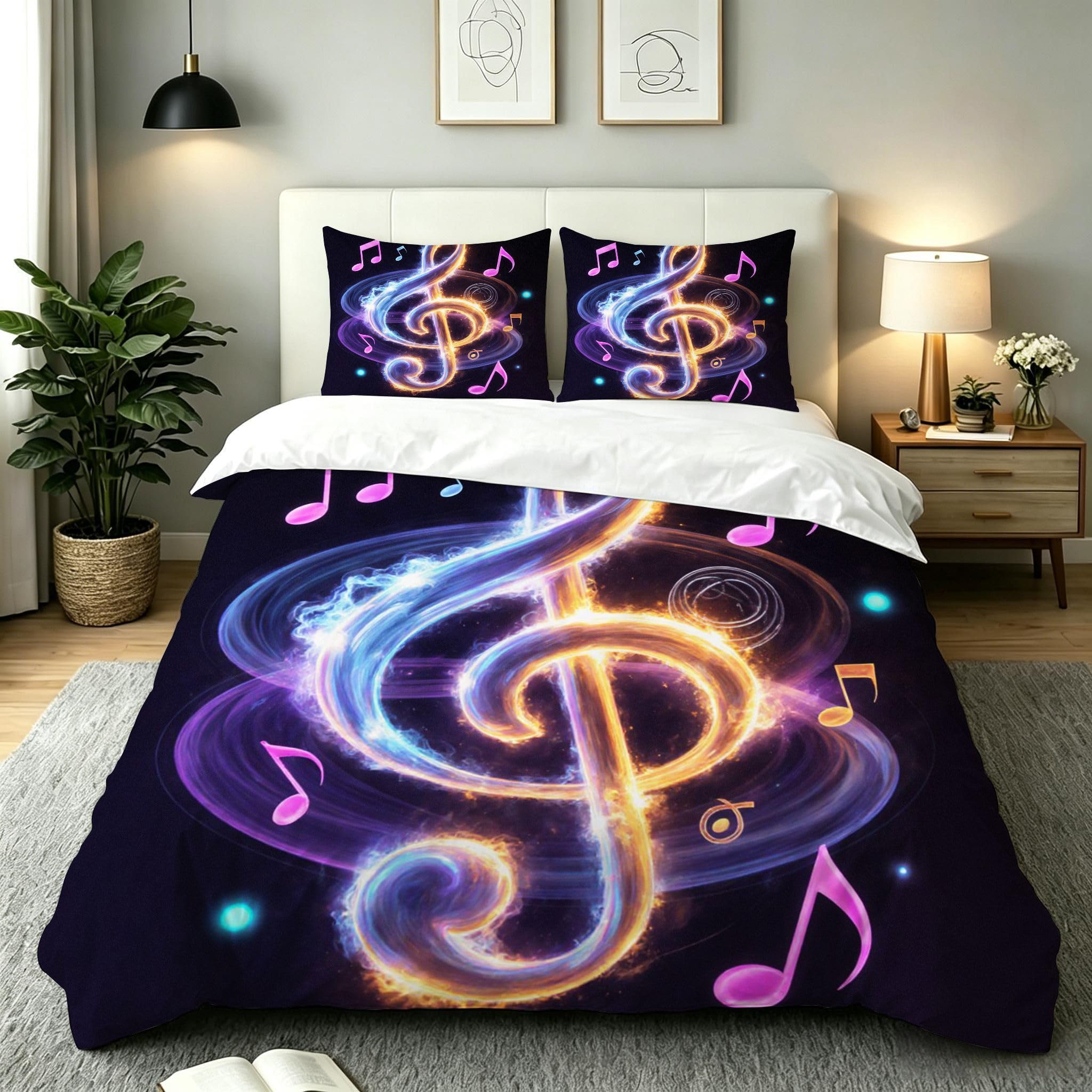 Funda Nórdica Cama 180, 240x260 cm Nota Musical Morada, AQ2208
