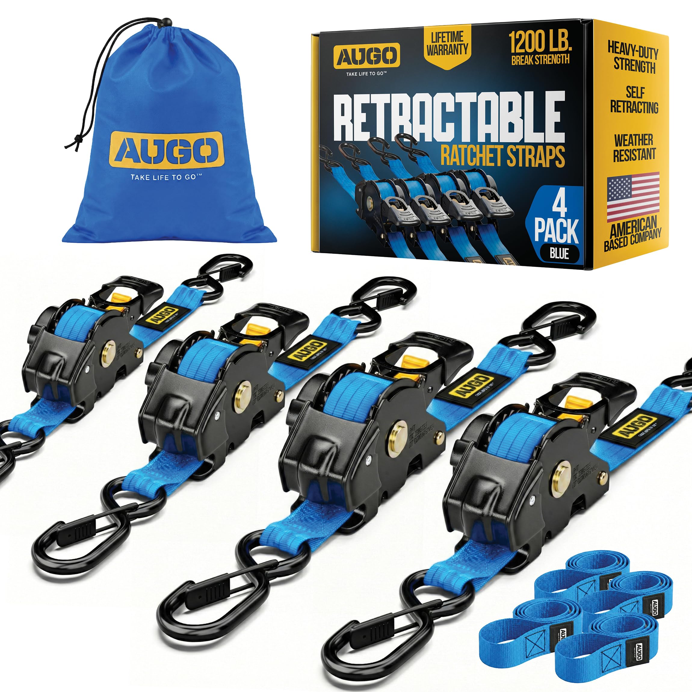 AUGO Retractable Ratchet Straps - tarps and tie downs | Mubboo