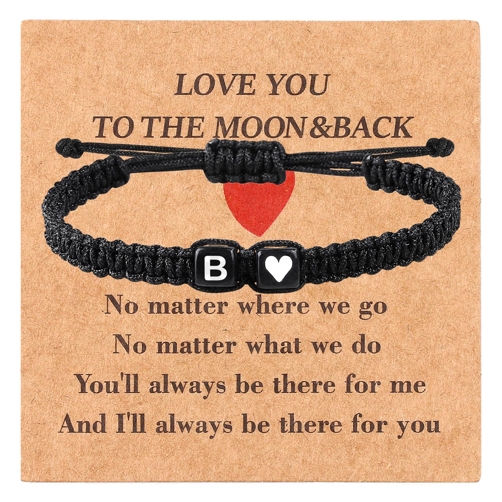 Valentines Day Gifts for Him Her Heart Love Letter Initial Matching Couple Bracelets for Women Men Teen Gifts Best Friend Graduation Birthday Gifts A-Z Braided Bracelet Son Daughter Dad Jewelry