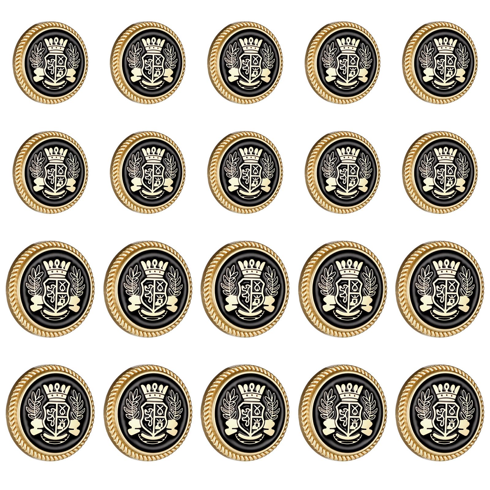 Photo 1 of 20 PCS Metal Blazer Button Set, 5 mm and 23mm Gold Buttons for Sewing Women's Vintage Blazer Buttons Exquisite Emblem Shank Button for Sewing, Suits, Denim Jackets, Sport Coats, Sweaters